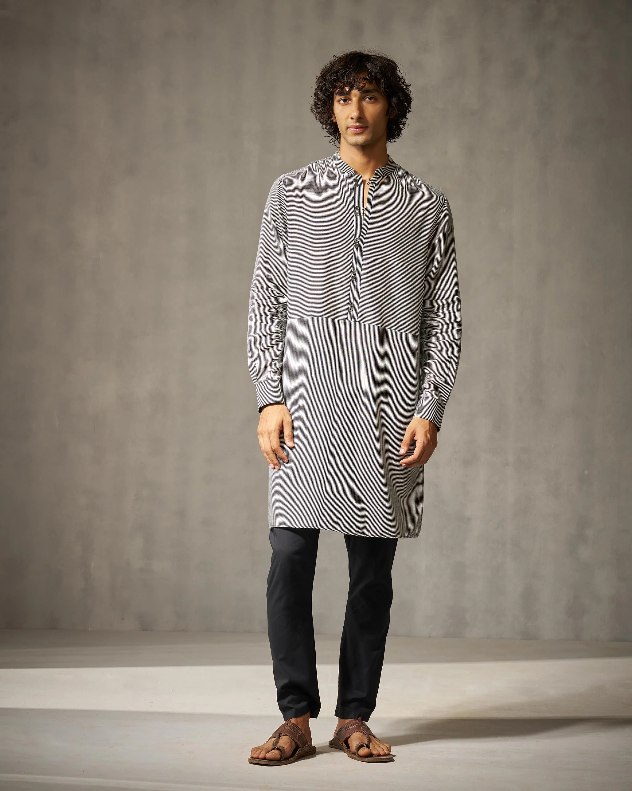 Revel Kurta - Black & Ivory Stripes - Image 7
