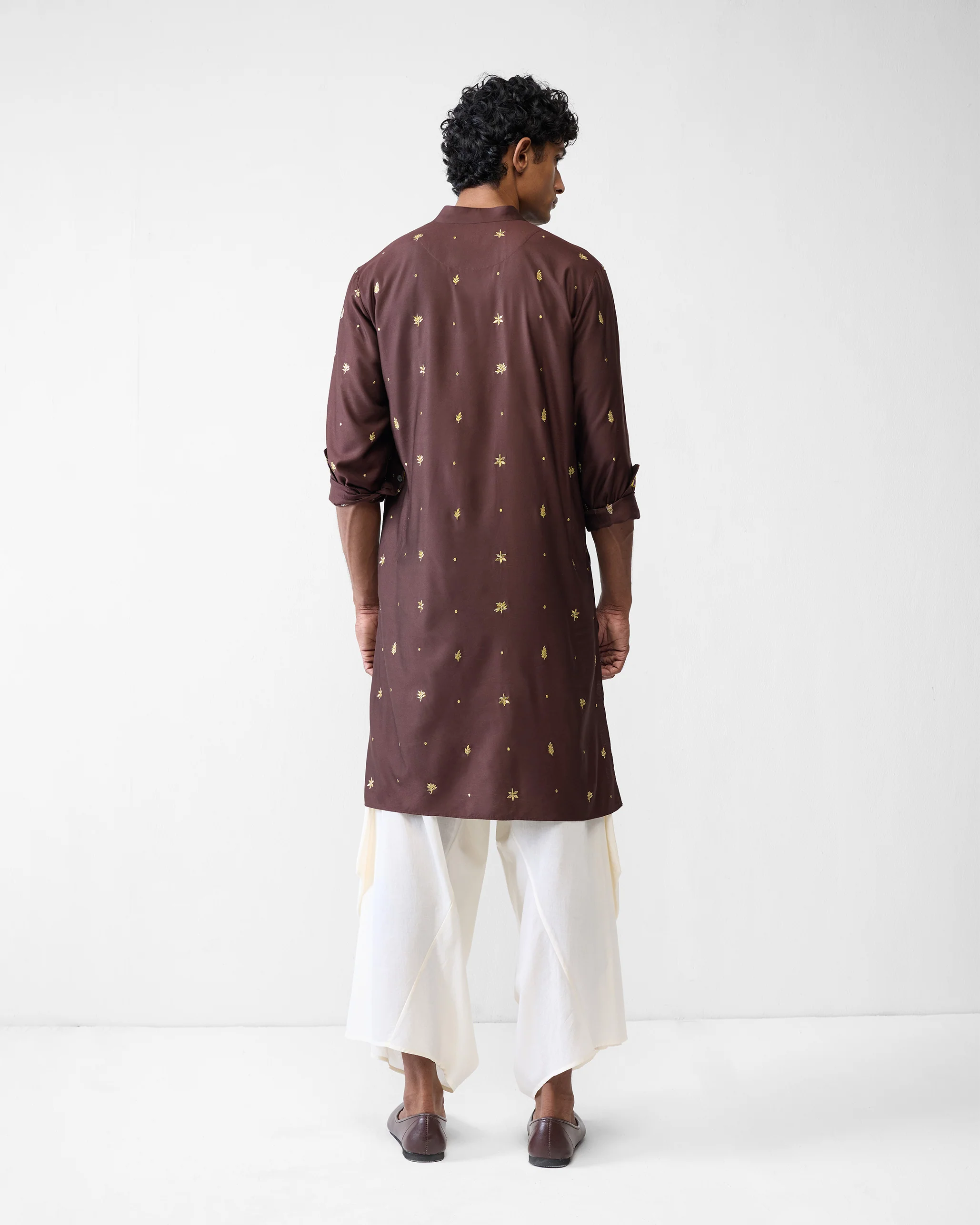 Rey Kurta - Brown Embroidered - Image 3