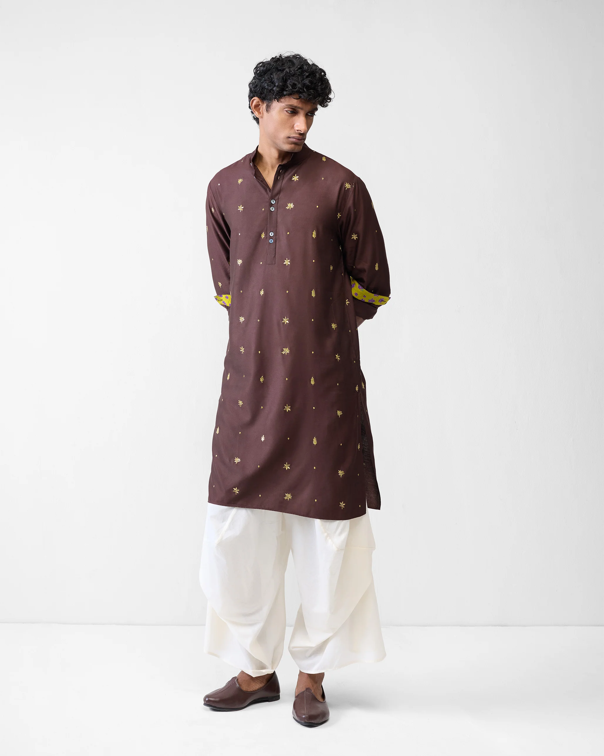 Rey Kurta - Brown Embroidered - Image 6