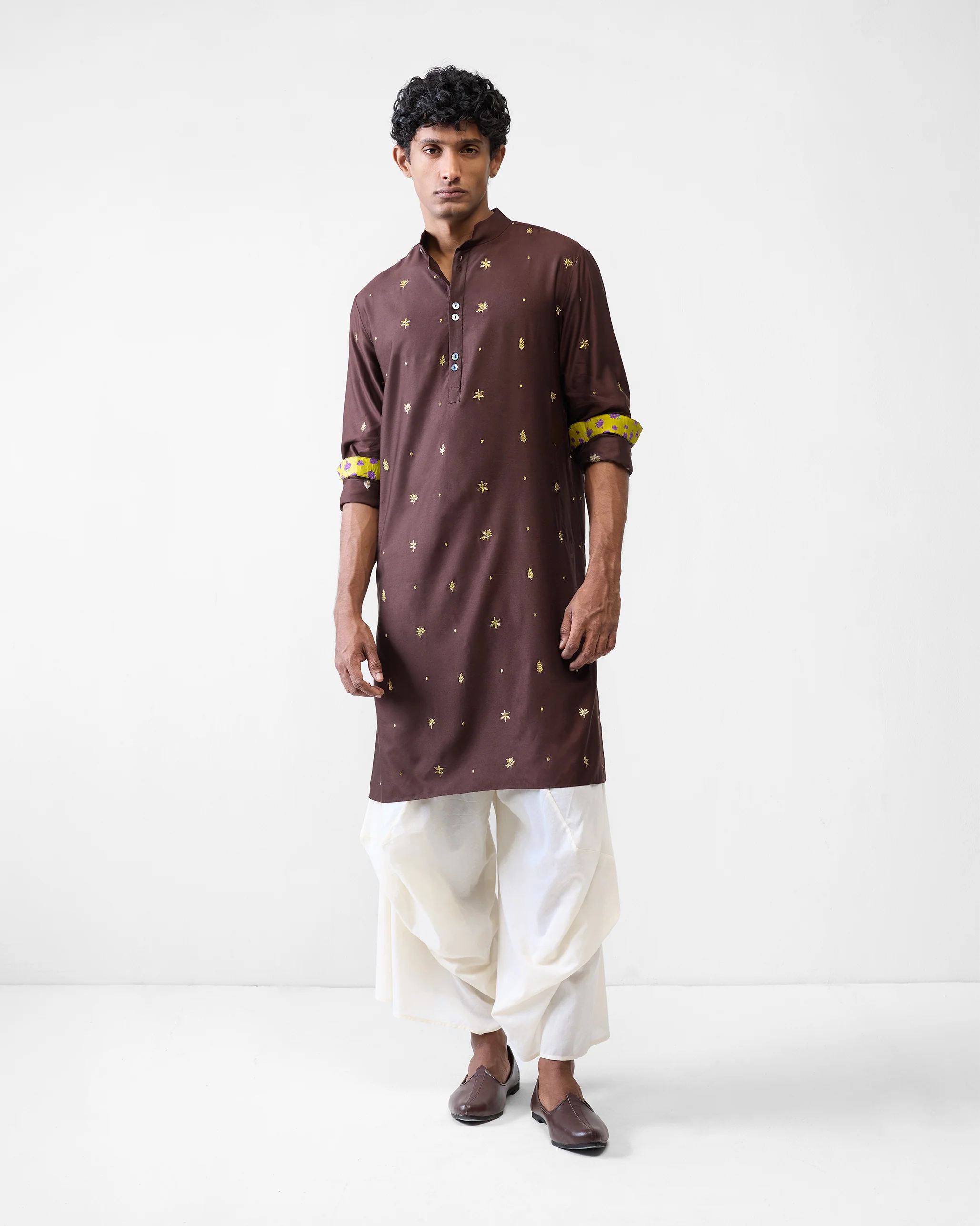Rey Kurta - Brown Embroidered - Image 7