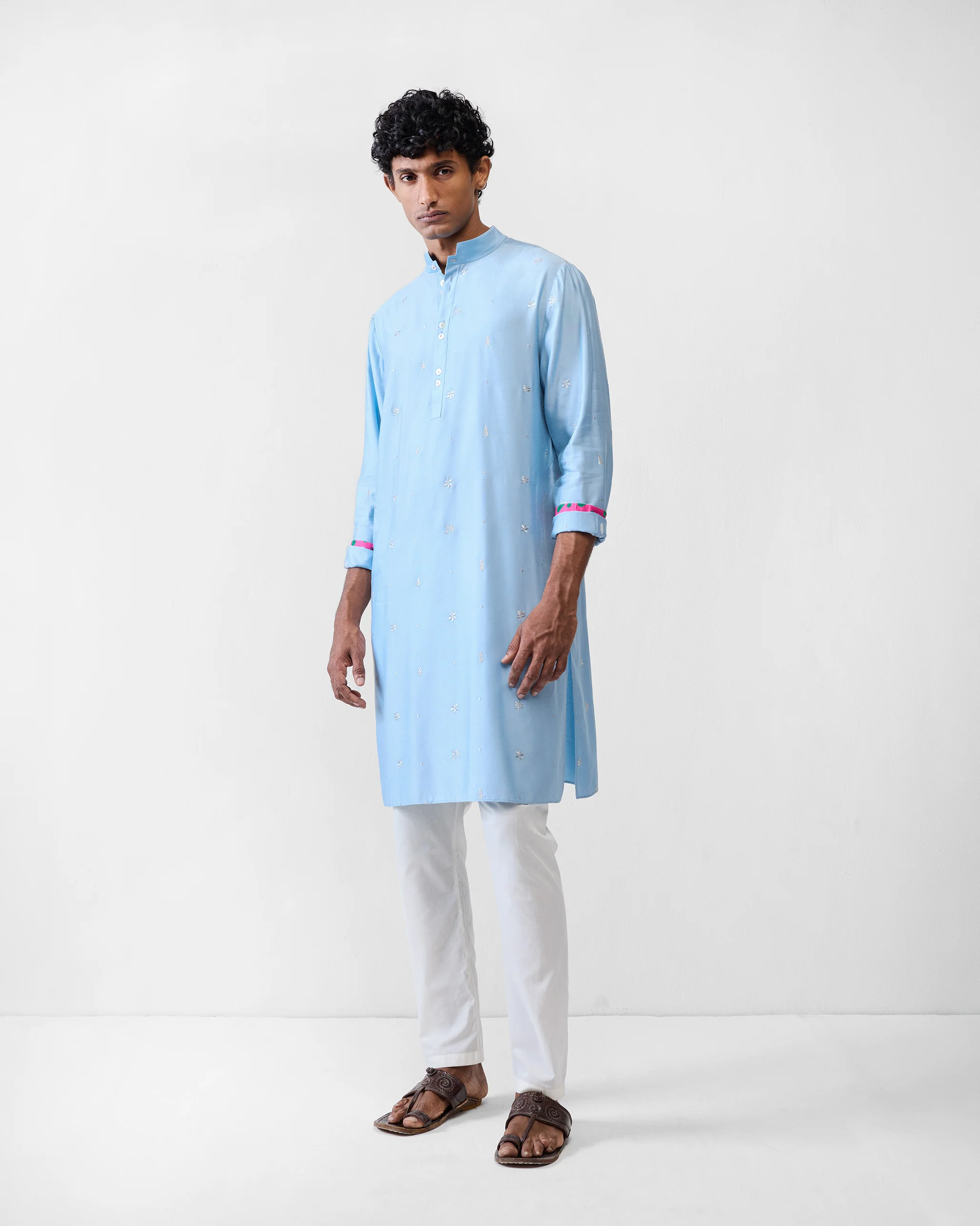 Rey Kurta - Light Blue Embroidered