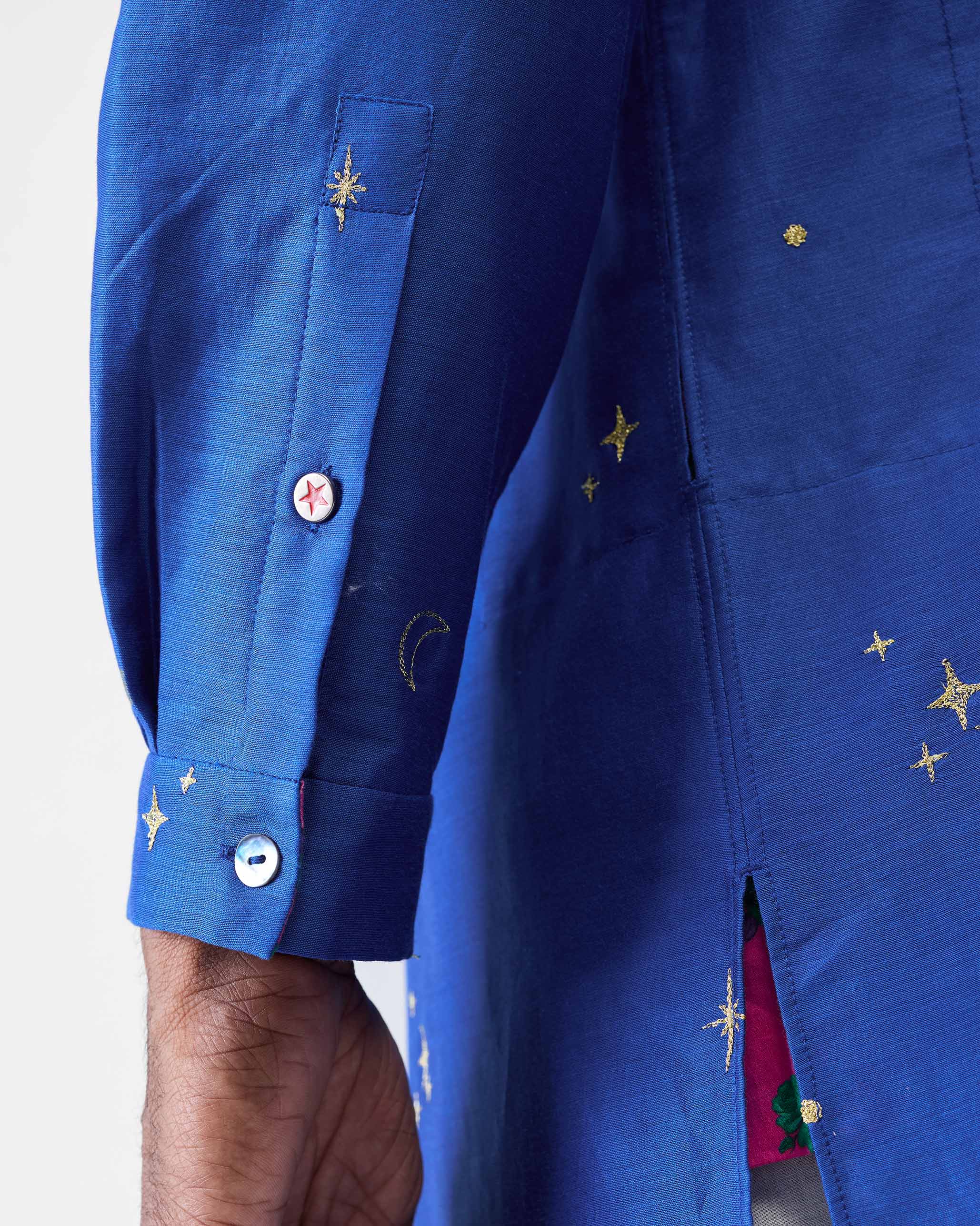 Rey Kurta - Navy & Gold Embroidered - Image 6