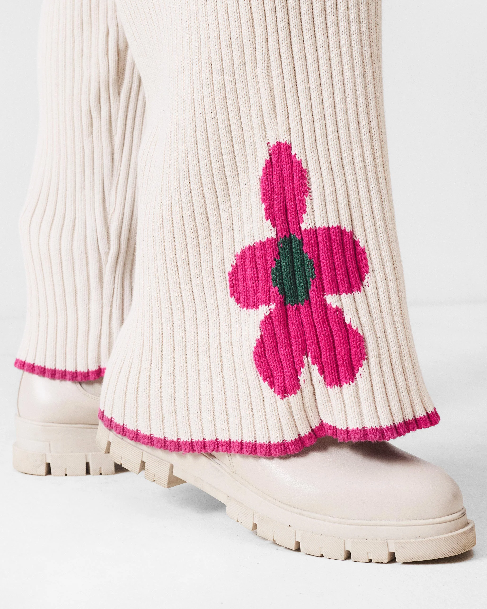 Rib knit trousers - Ivory - Image 2