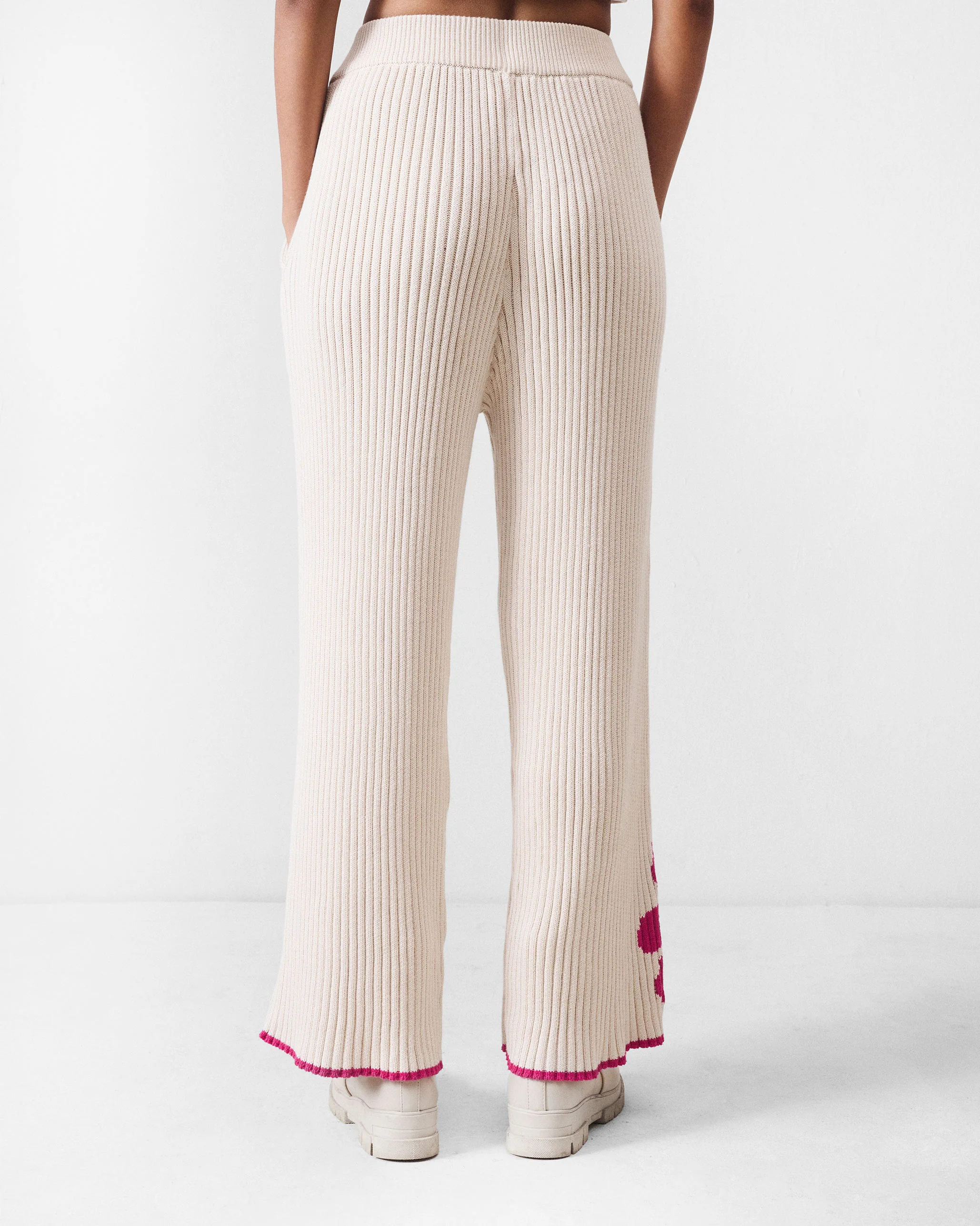Rib knit trousers - Ivory - Image 5