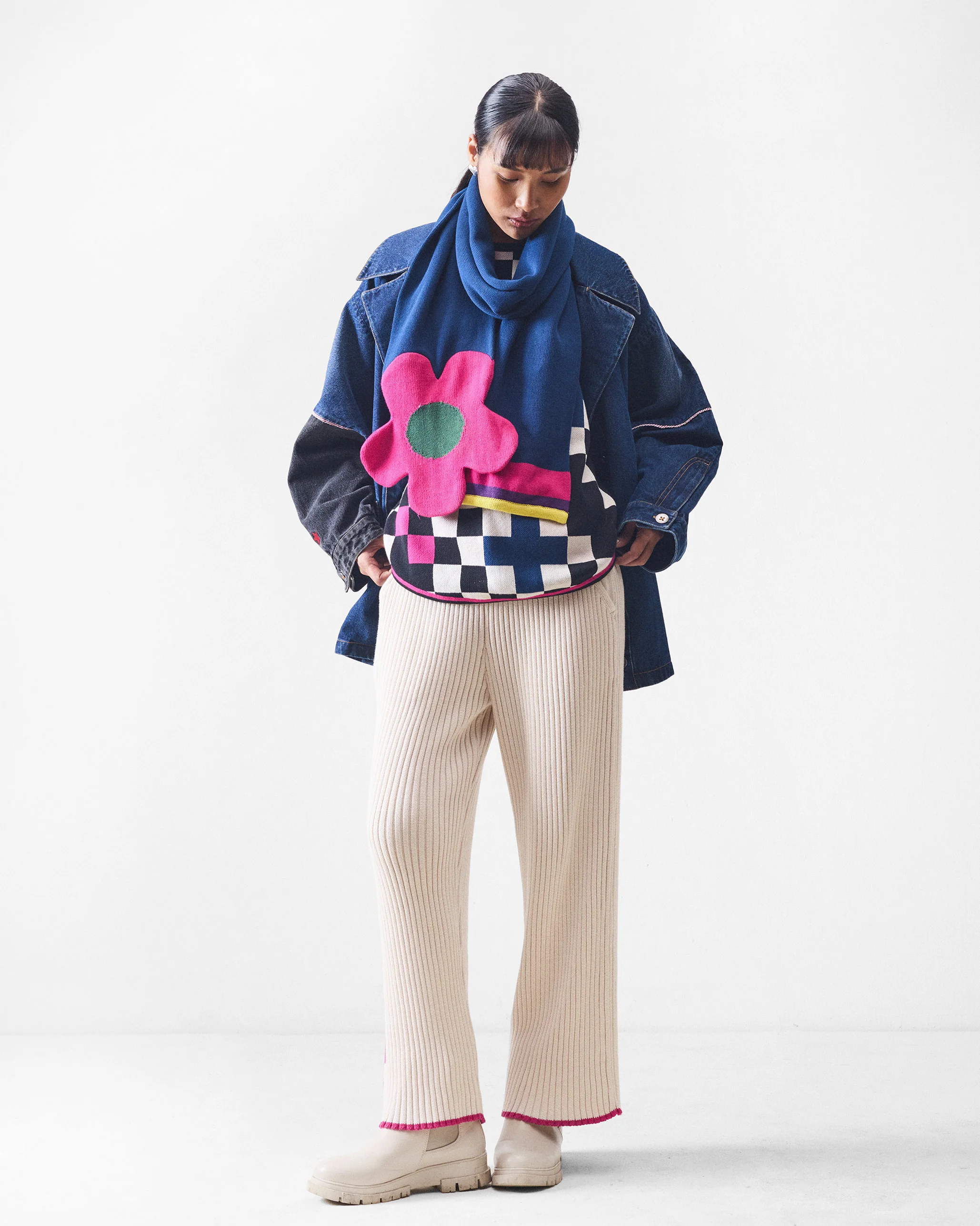 Rib knit trousers - Ivory - Image 6