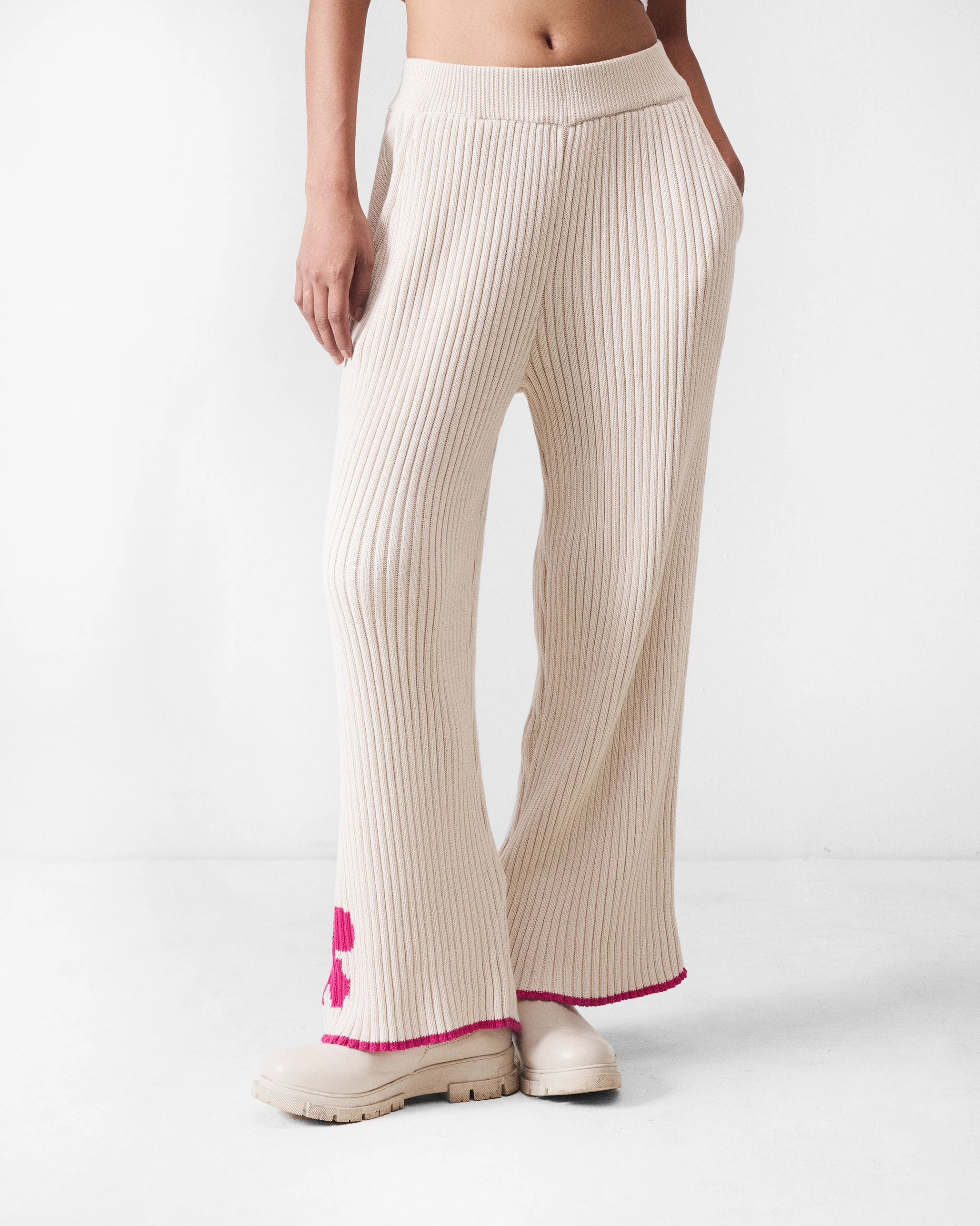 Rib knit trousers - Ivory - Image 7