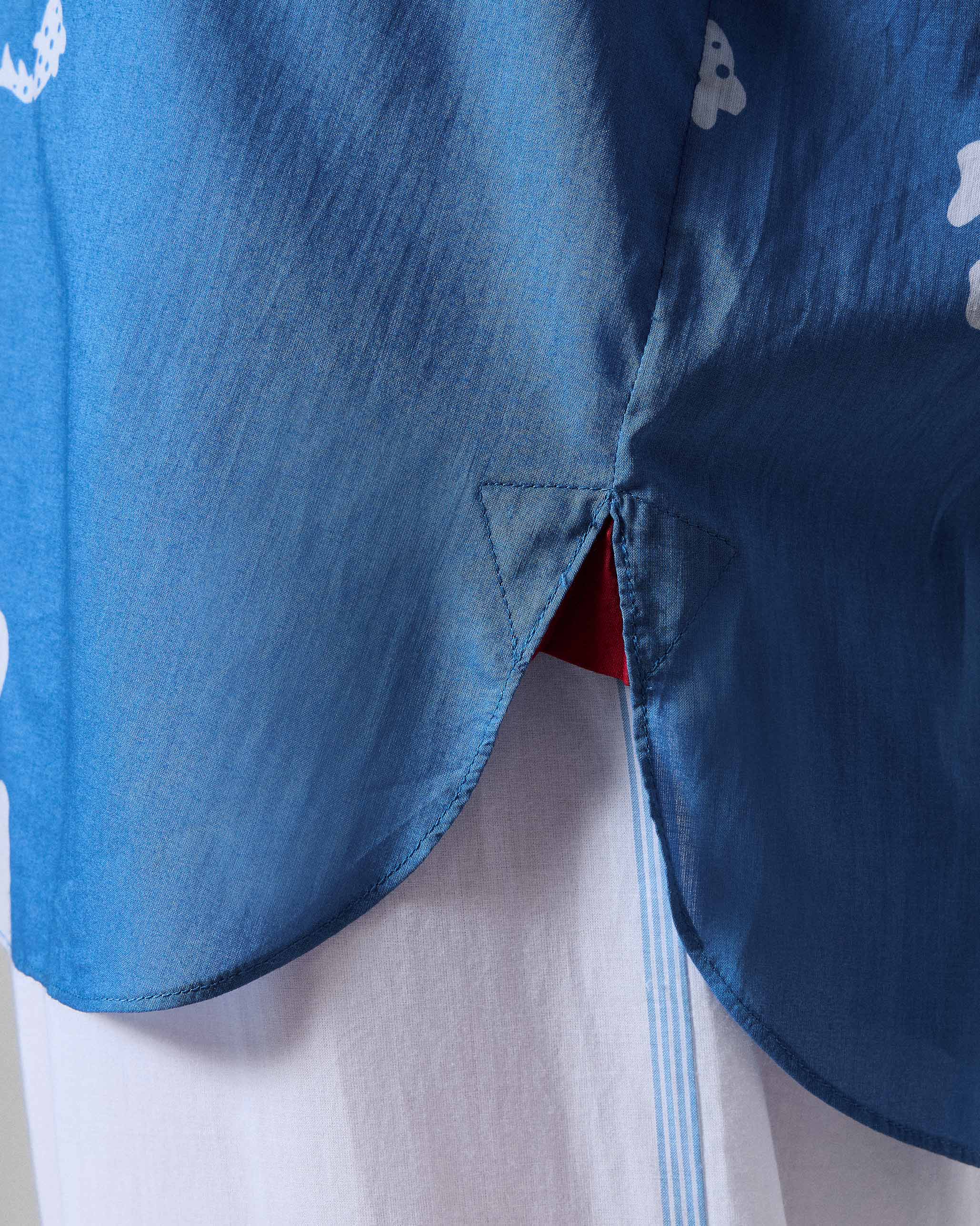 River Boxy Shirt - Blue & White Printed - Image 7
