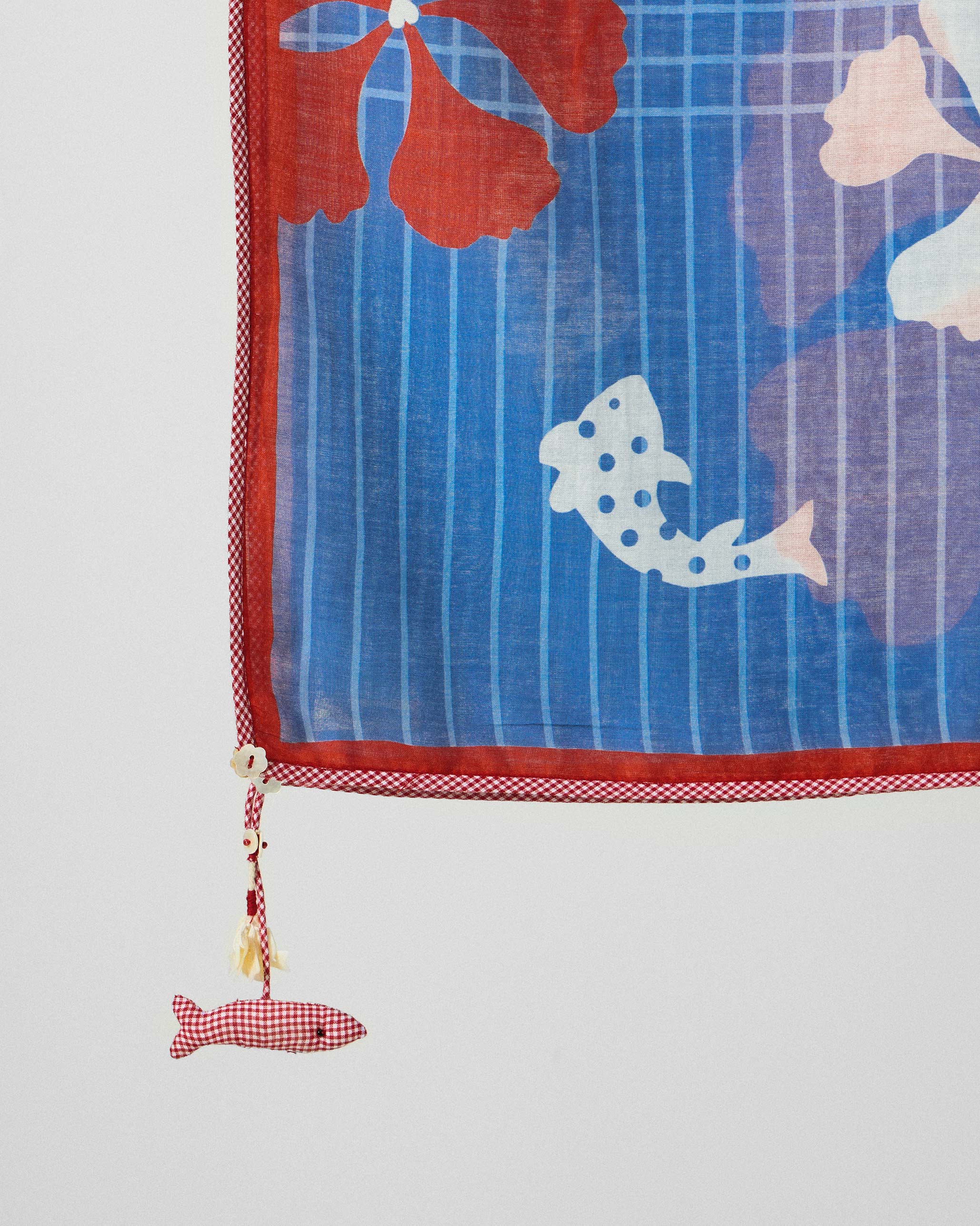 River Dupatta - Blue & Red Printed - Image 4