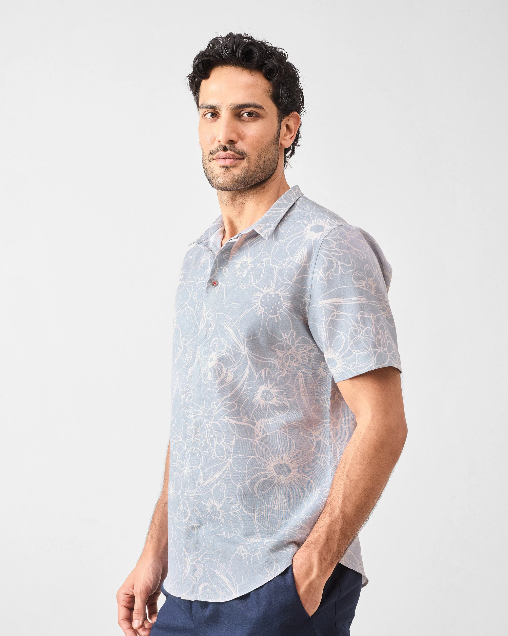 Riverline Shirt - Grey Printed - Image 3