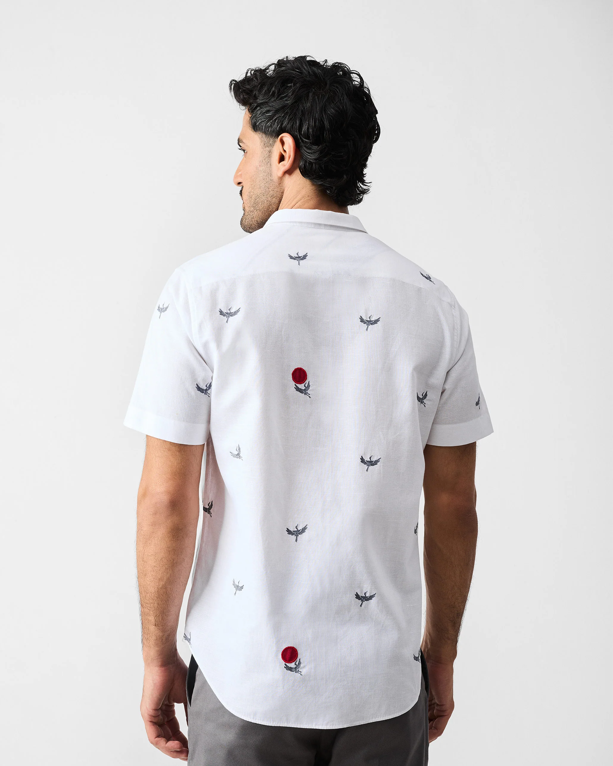 Riverline Shirt - White & Red Embroidered - Image 4