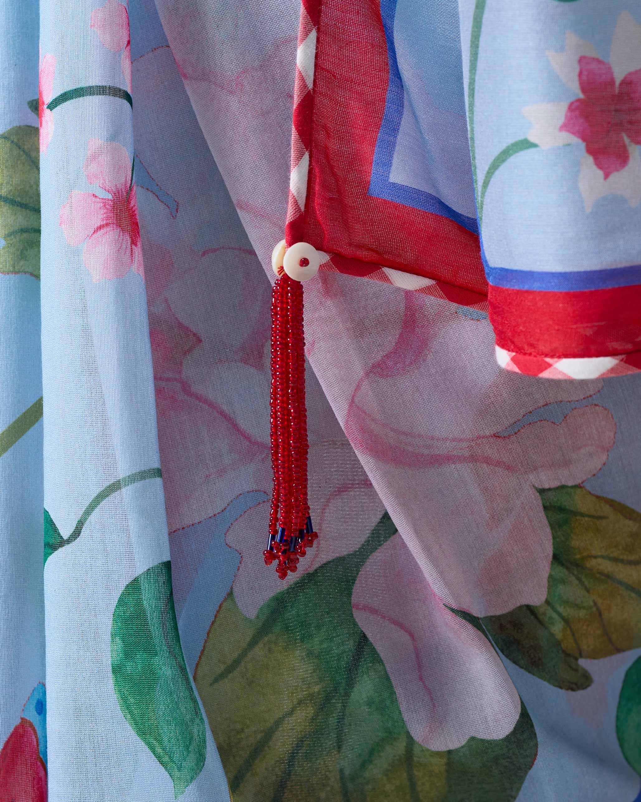 Roop Sari - Blue & Red Printed - Image 6