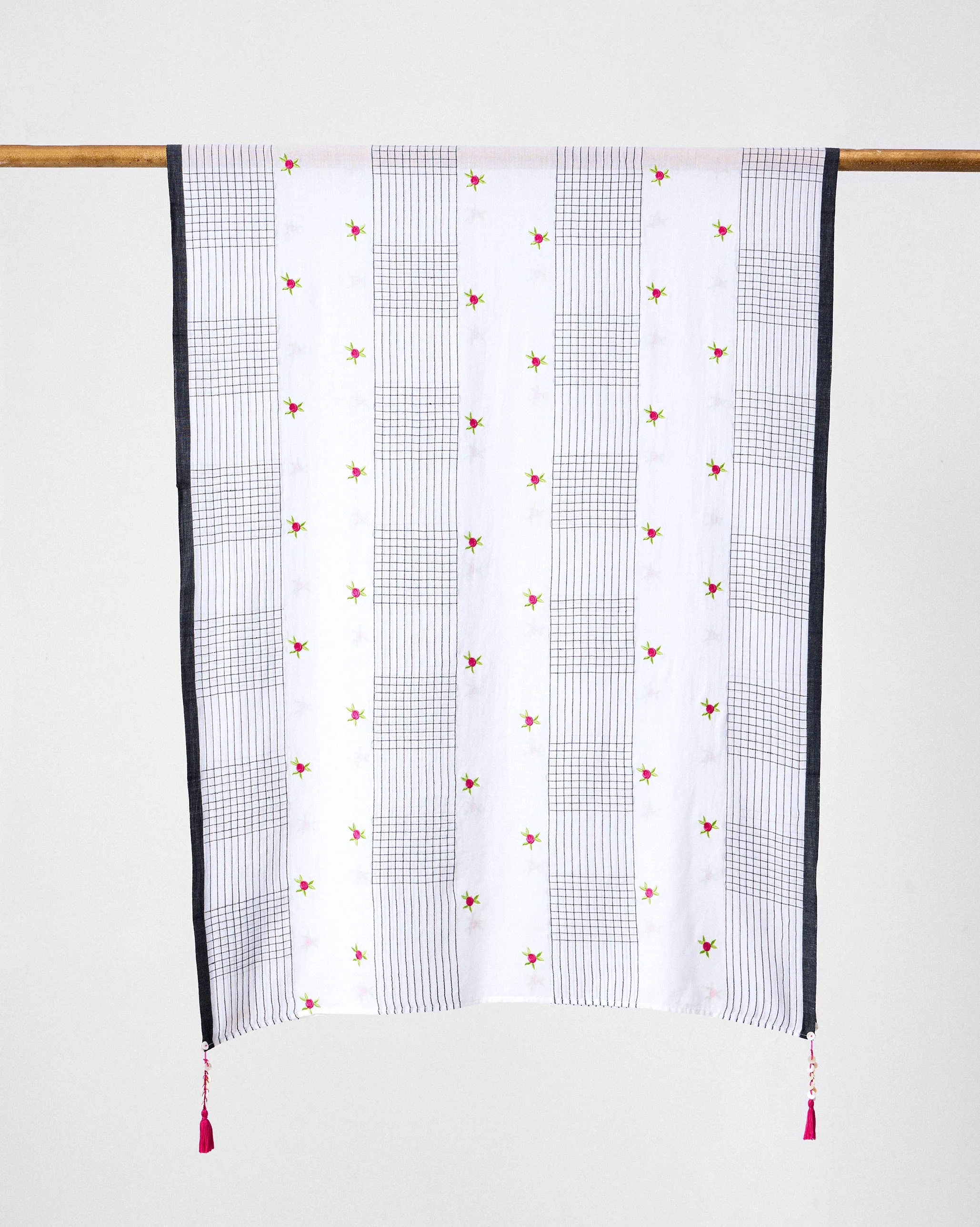 Rose Bloom Scarf - Black & White - Image 3