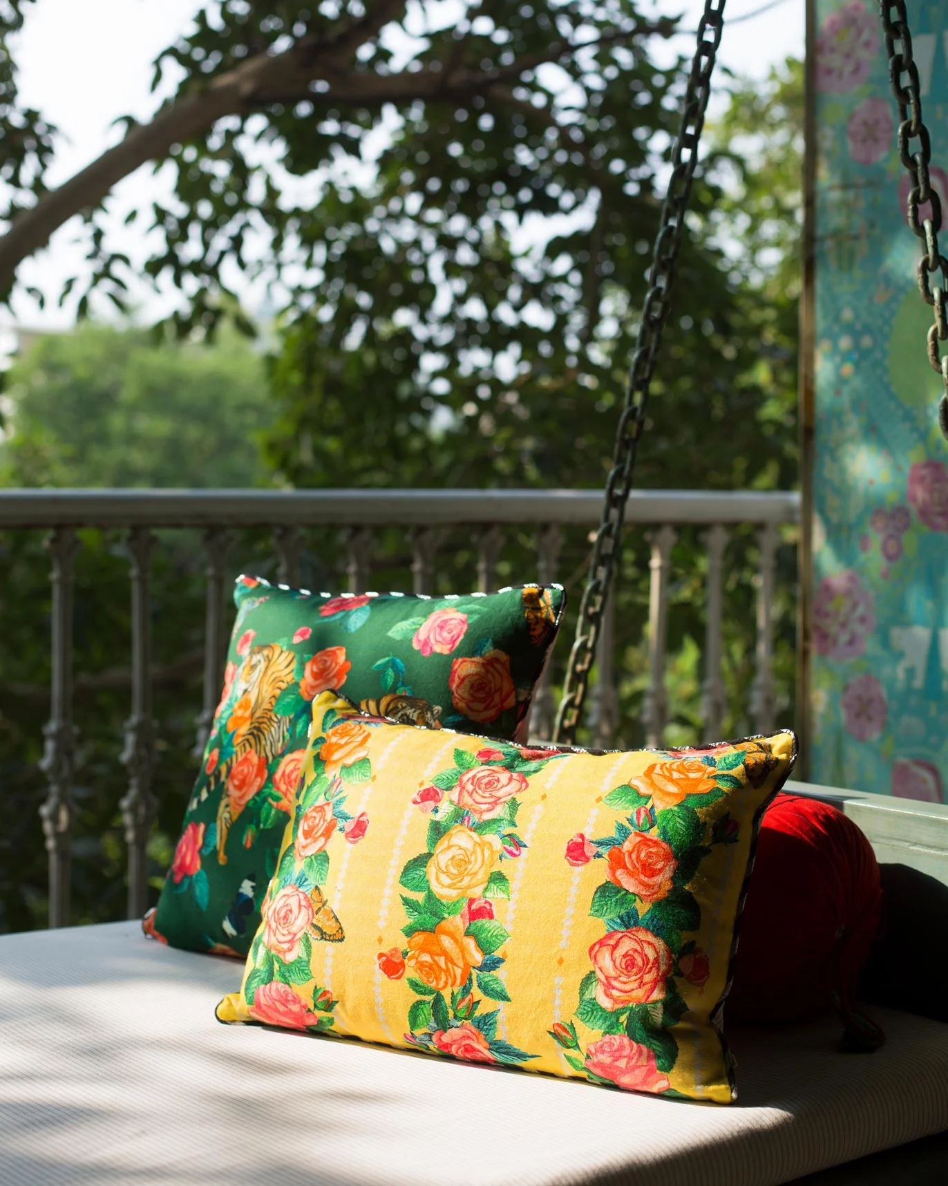 Rose Lumbar Cushion Cover - Yellow - Image 2