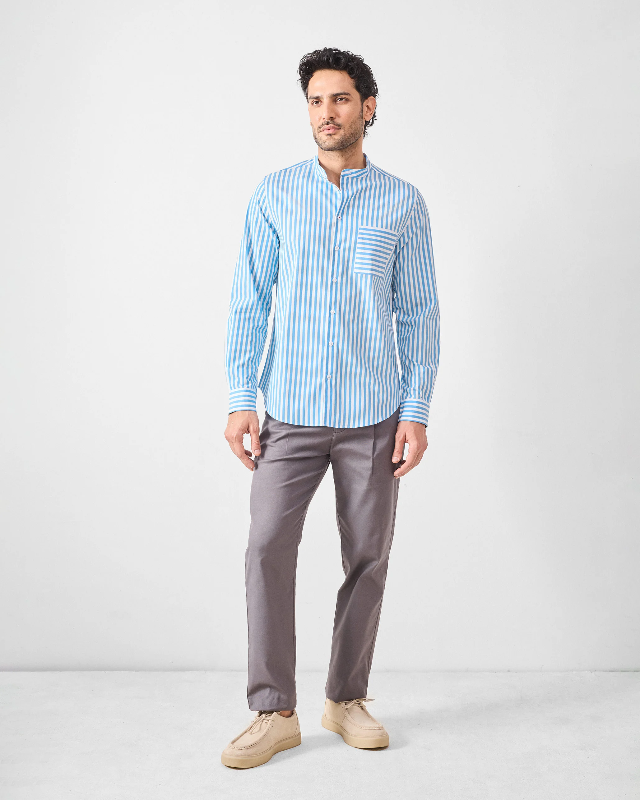 Ross Shirt - Blue & White Stripes - Image 7