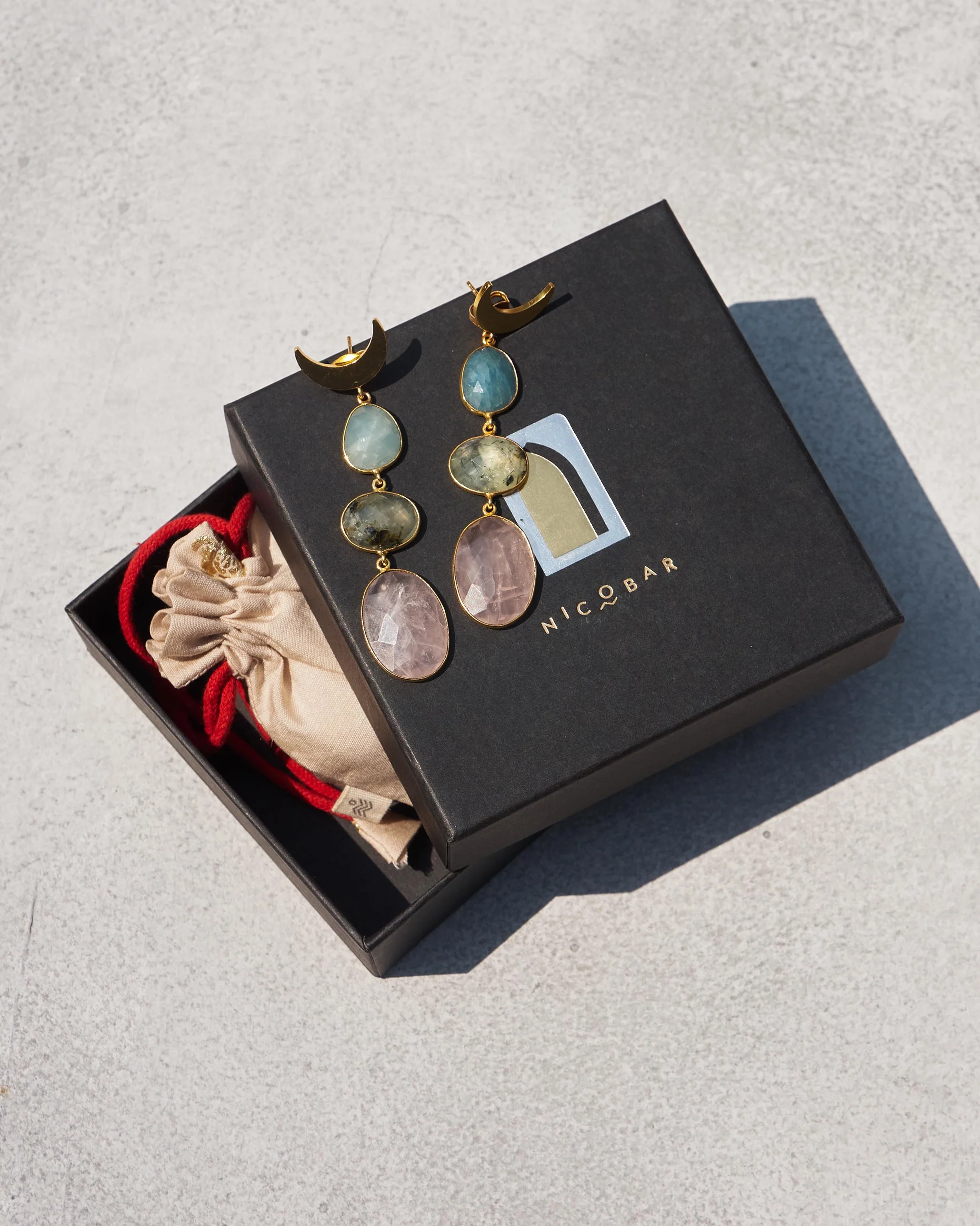 Rosy Moon Earrings - Gold - Image 2