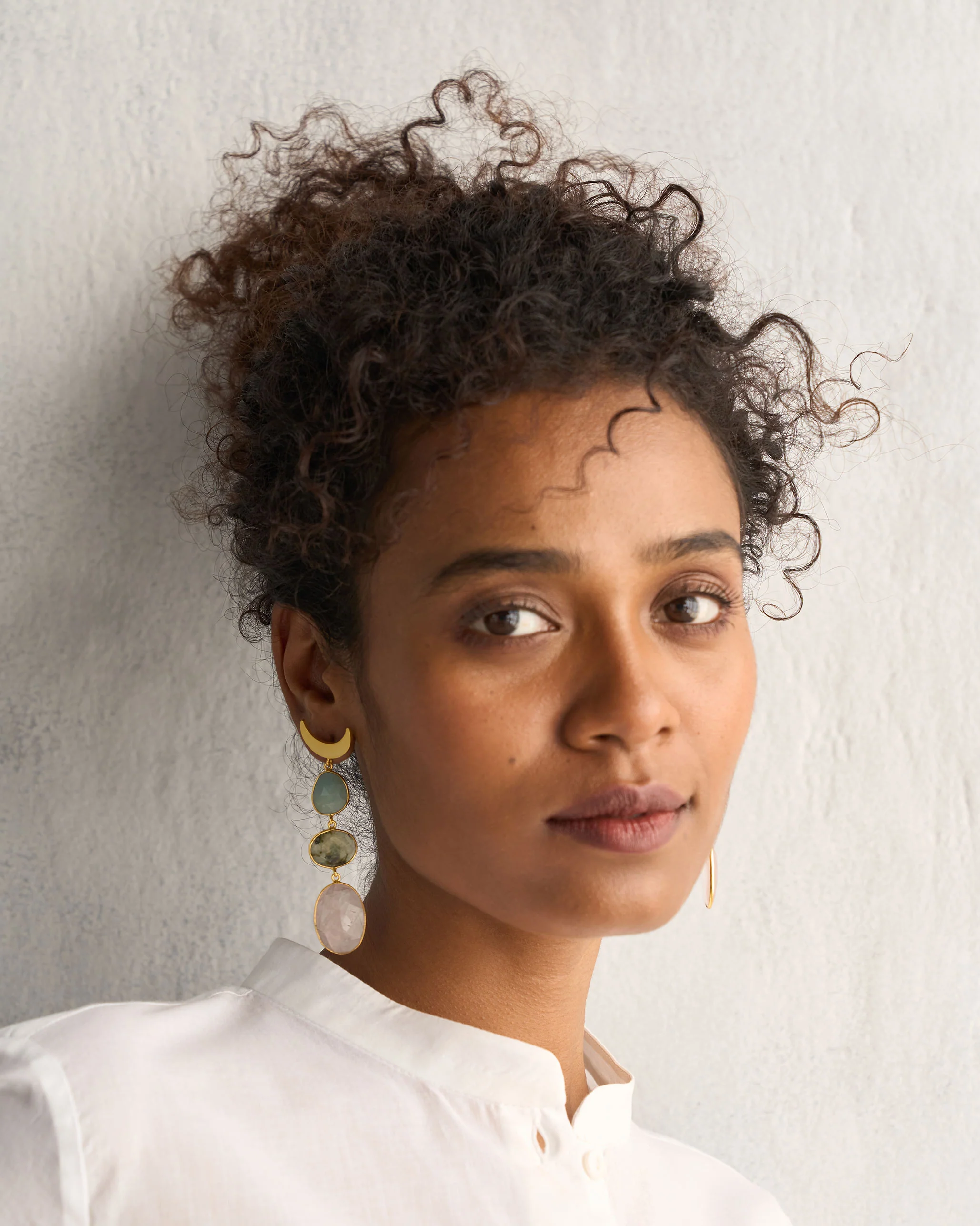 Rosy Moon Earrings - Gold - Image 3
