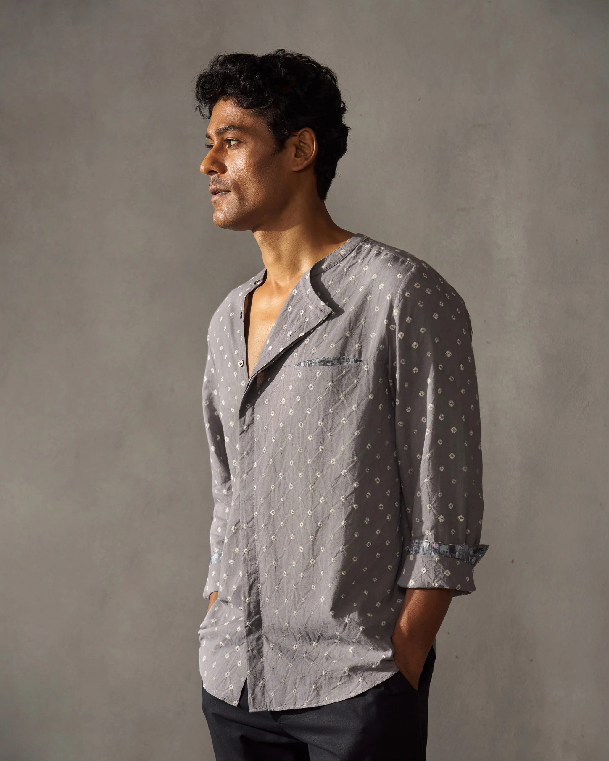 Roy Shirt - Grey Bandhani - Image 3