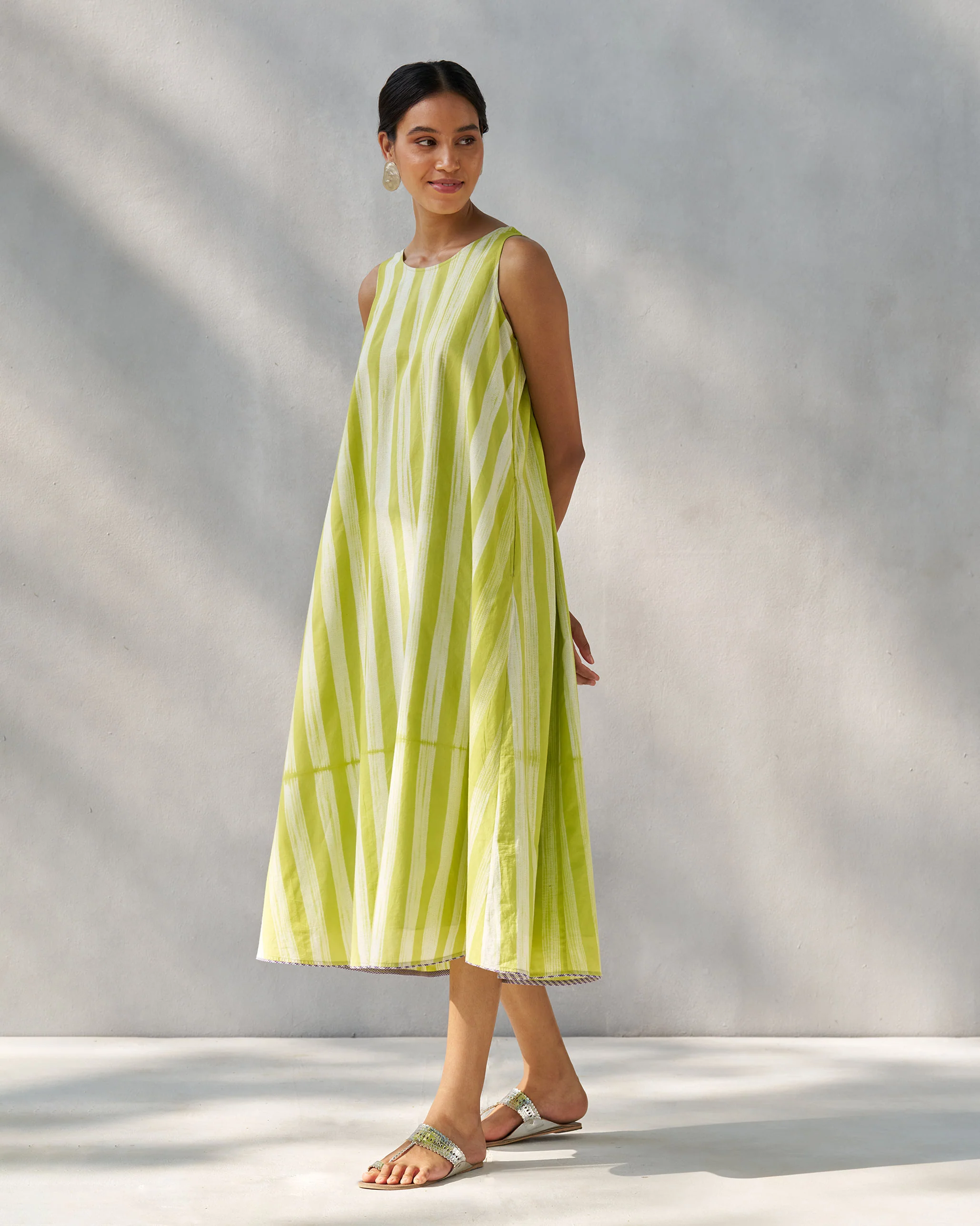Ruched Back Dress - Lime & Ivory - Image 4