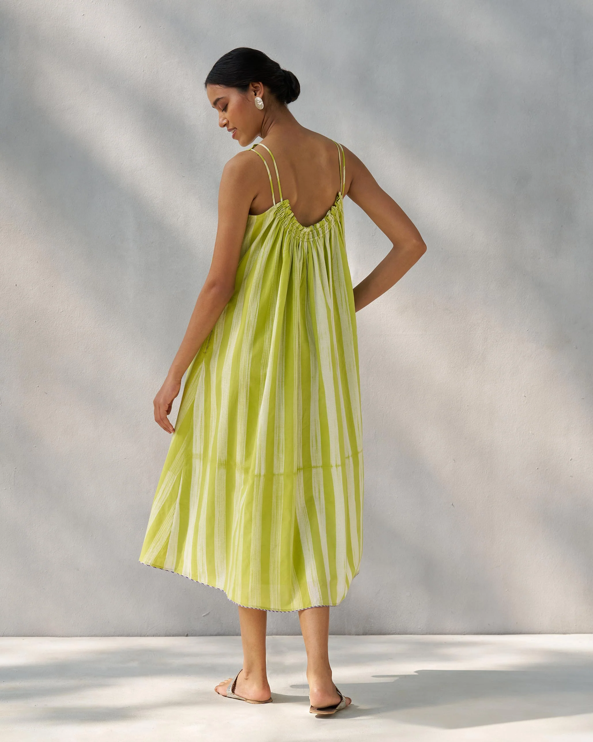 Ruched Back Dress - Lime & Ivory - Image 5