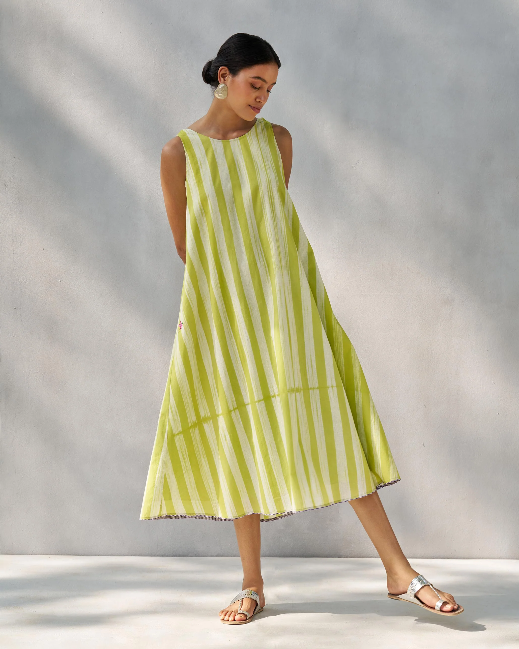 Ruched Back Dress - Lime & Ivory - Image 6