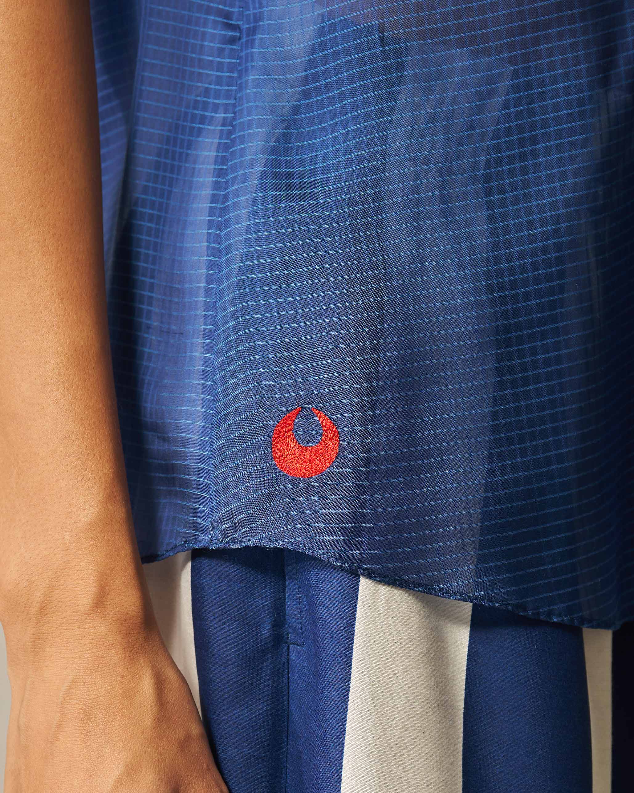 Ruffle Collar Shirt - Blue Checks - Image 4