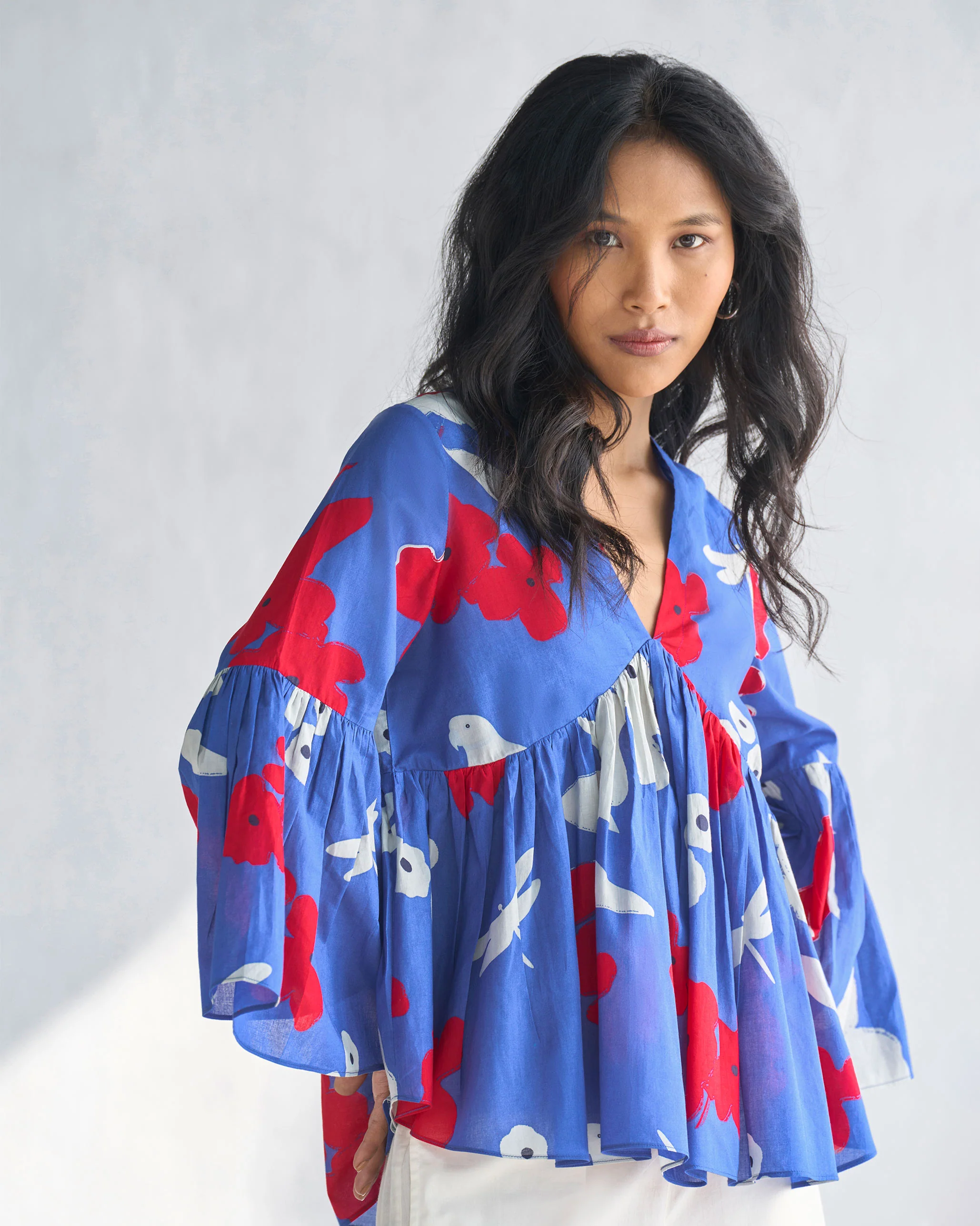 Ruffle Top - Navy & Grey - Image 3