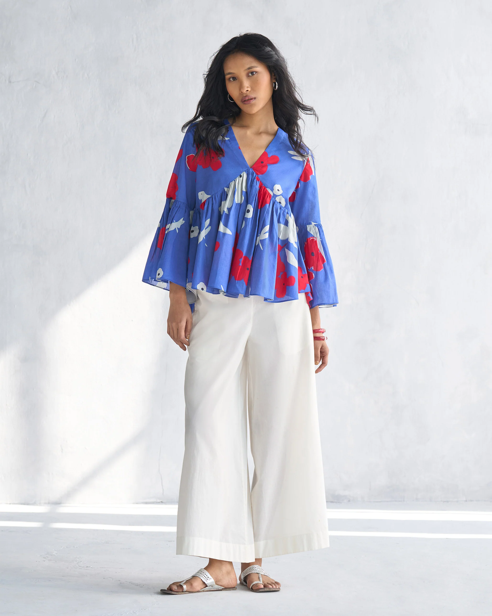 Ruffle Top - Navy & Grey - Image 4