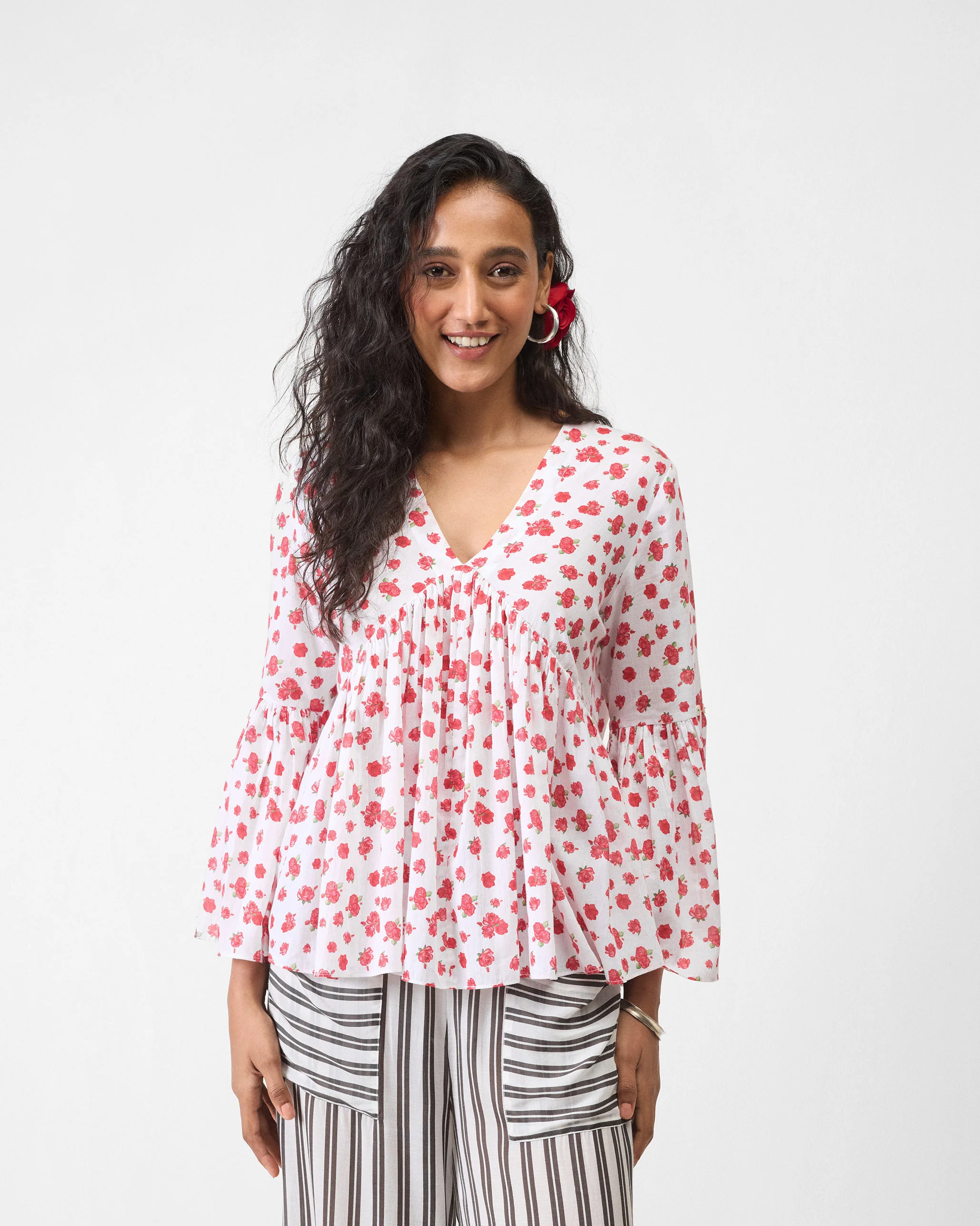 Ruffle Top - White & Watermelon Print - Image 2