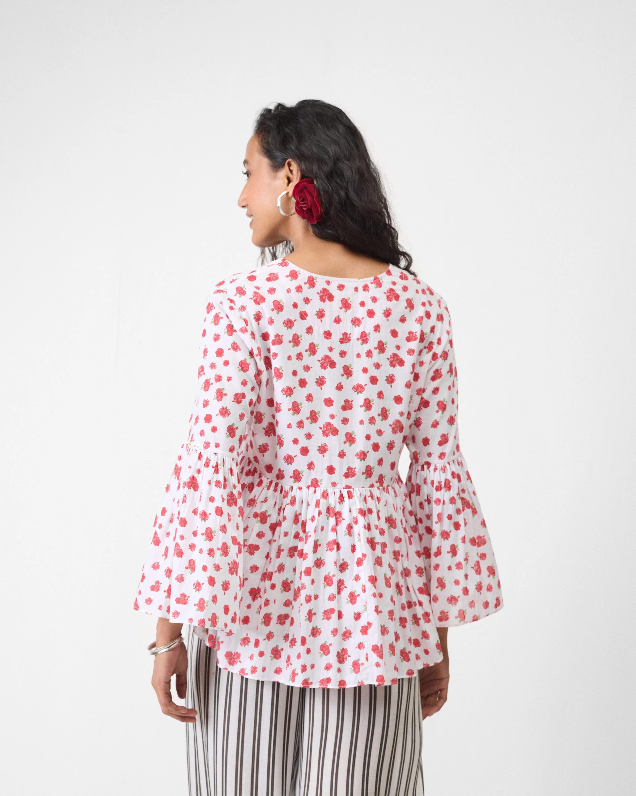 Ruffle Top - White & Watermelon Print - Image 3