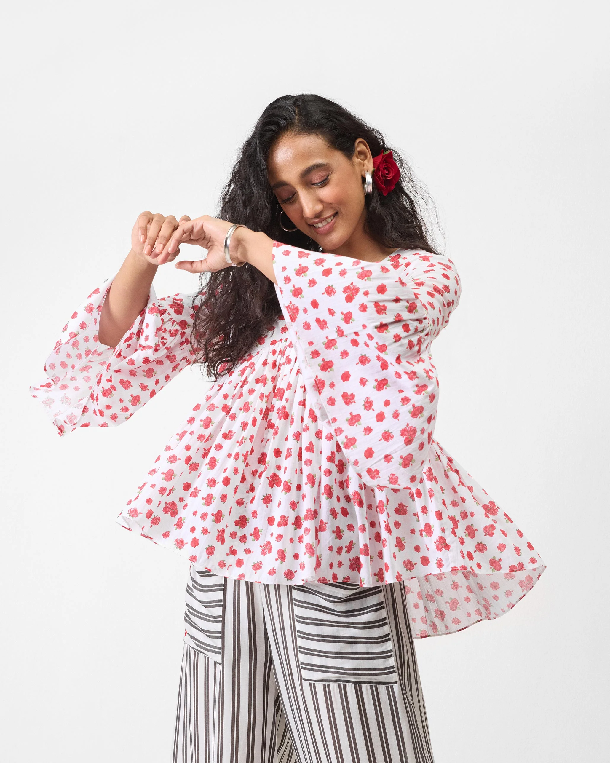 Ruffle Top - White & Watermelon Print - Image 5