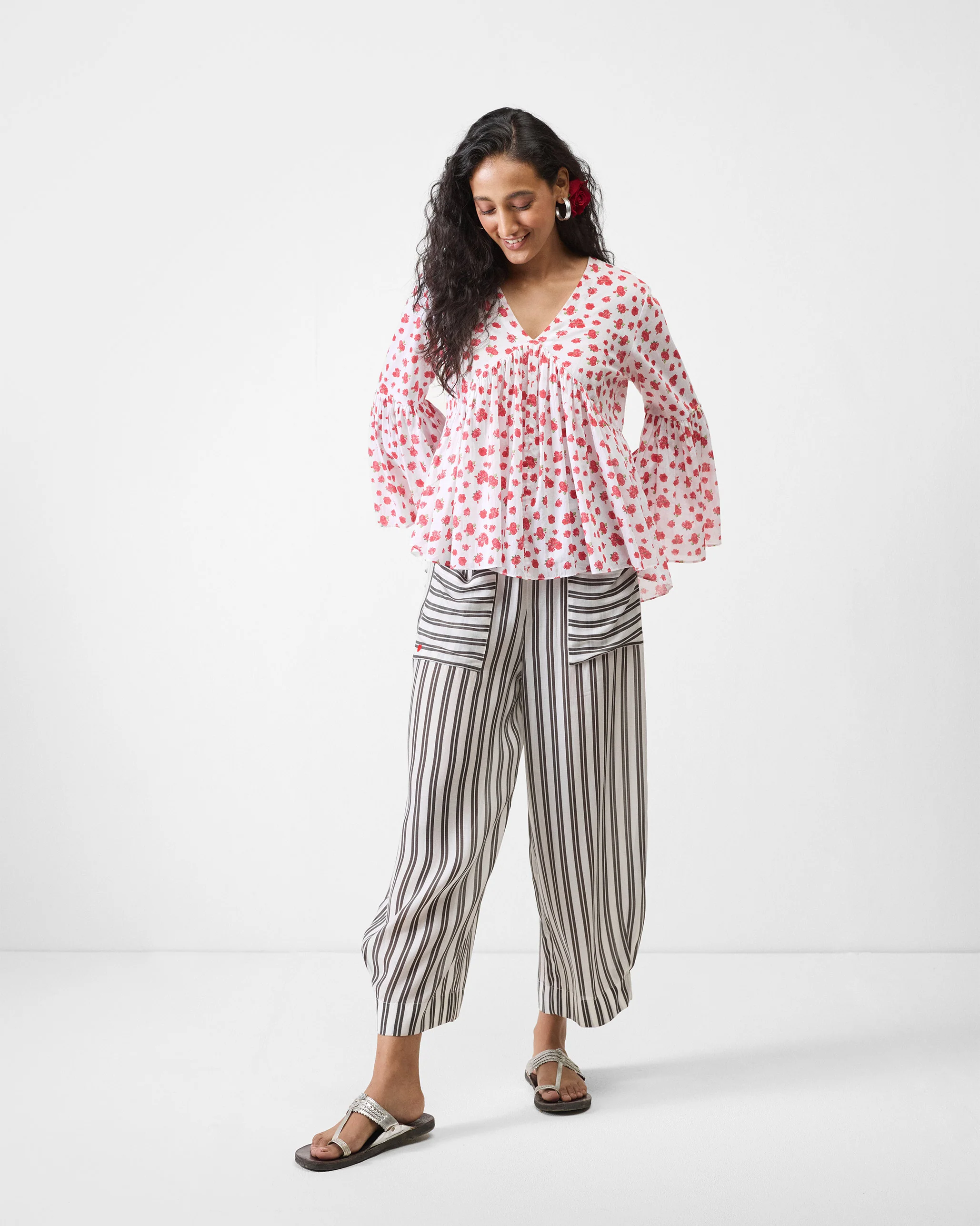Ruffle Top - White & Watermelon Print - Image 7