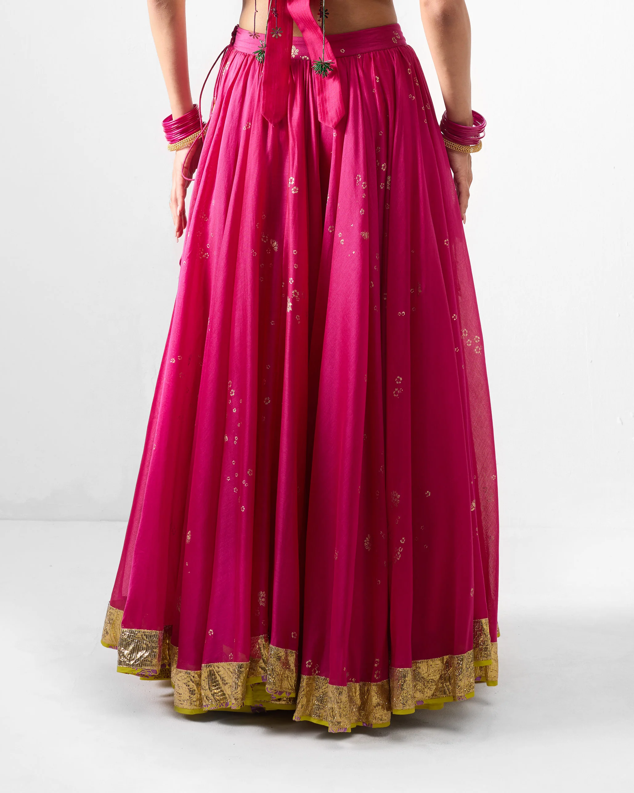 Saaya Skirt - Fuchsia & Gold Printed - Image 4