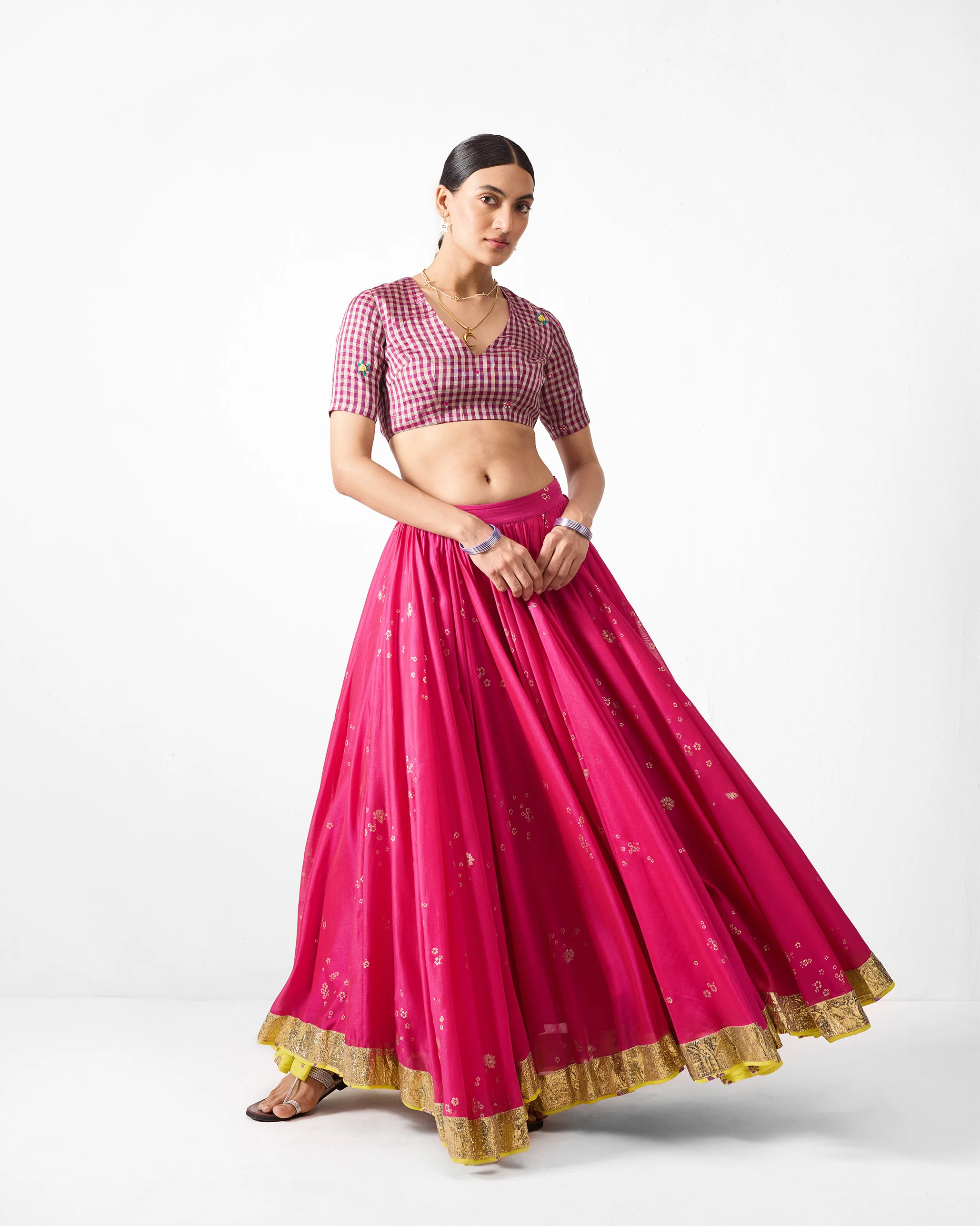 Saaya Skirt - Fuchsia & Gold Printed - Image 5