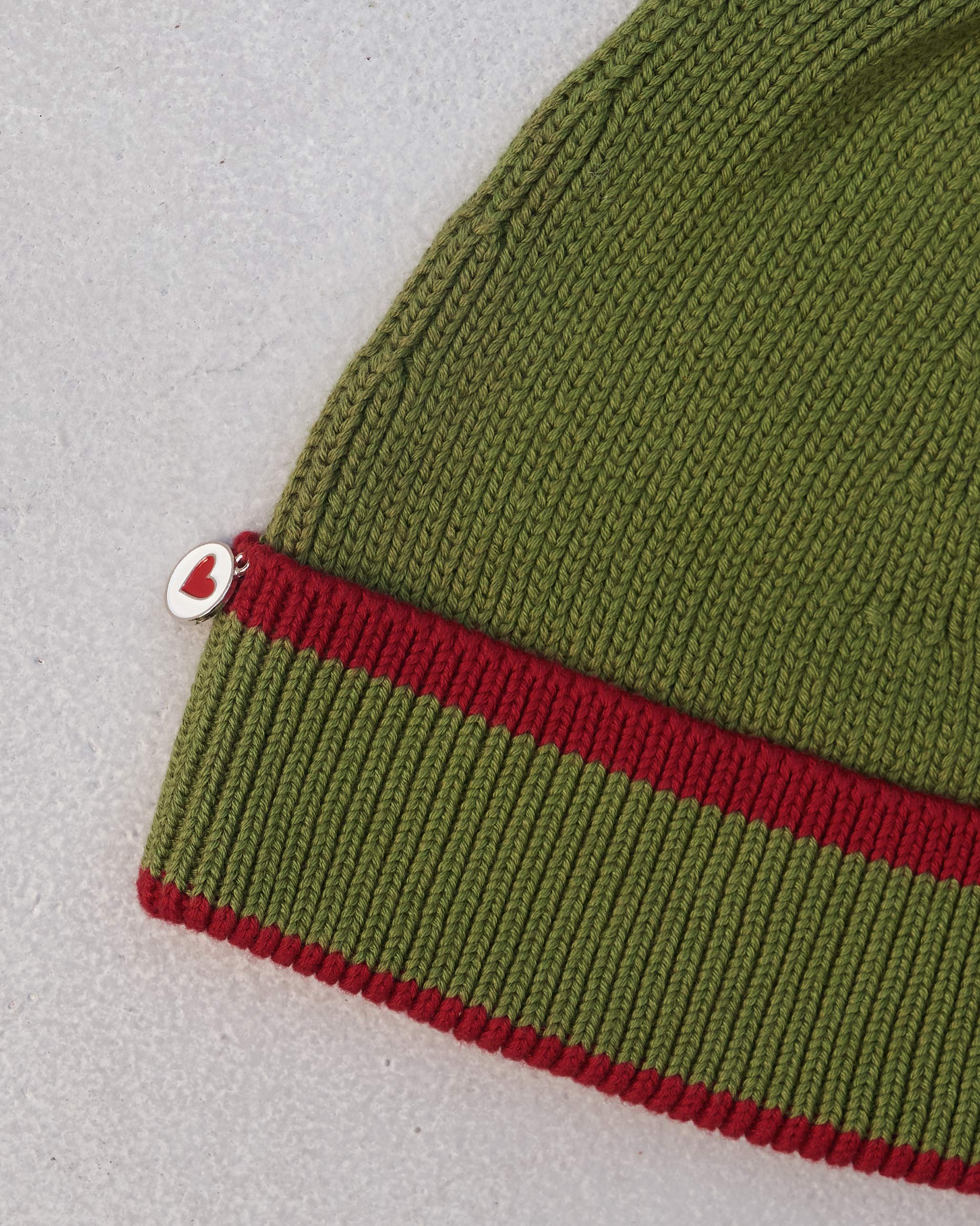 Safari Beanie - Olive & Red - Image 4