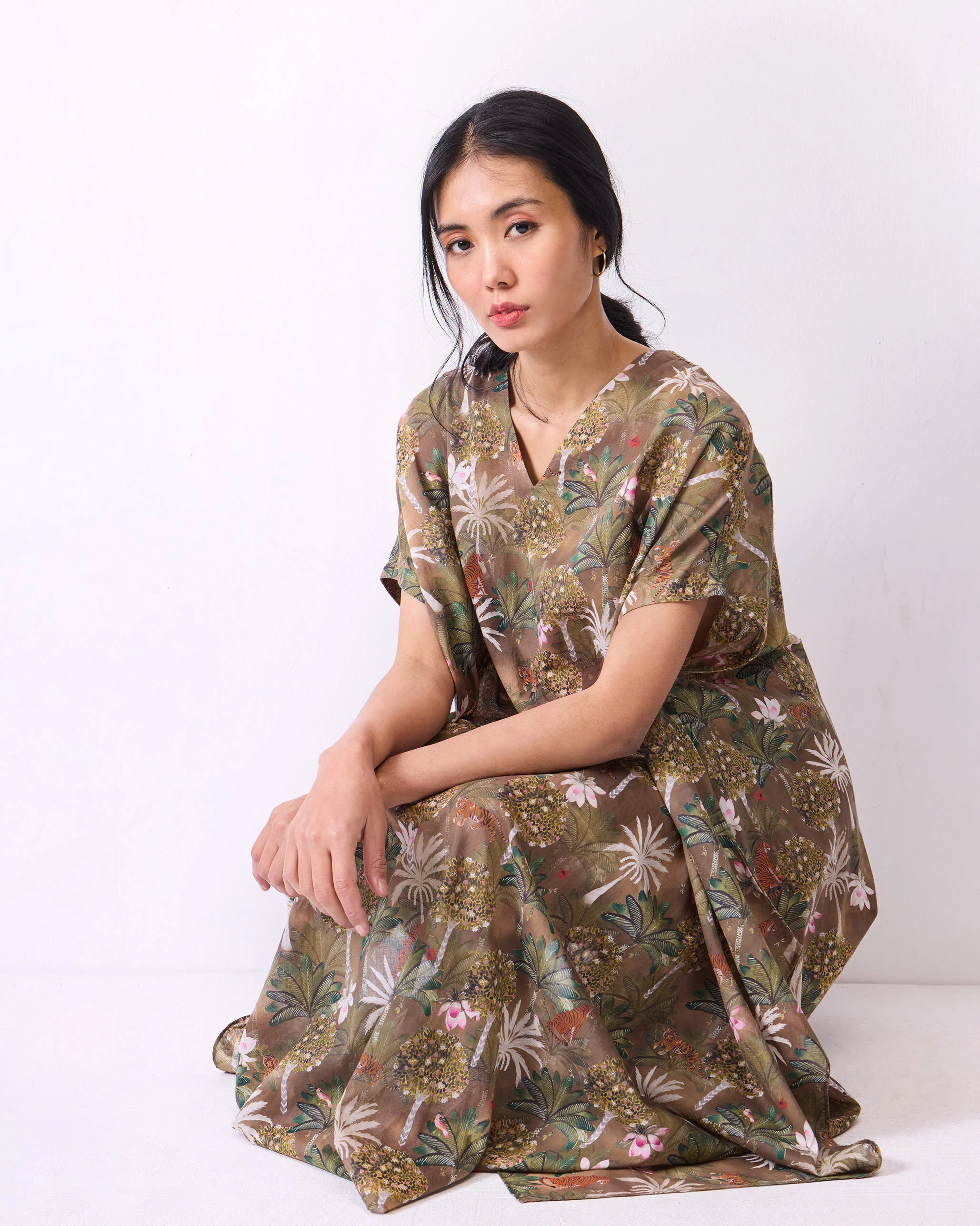 Safari Delight Kaftan - Olive Print - Image 3