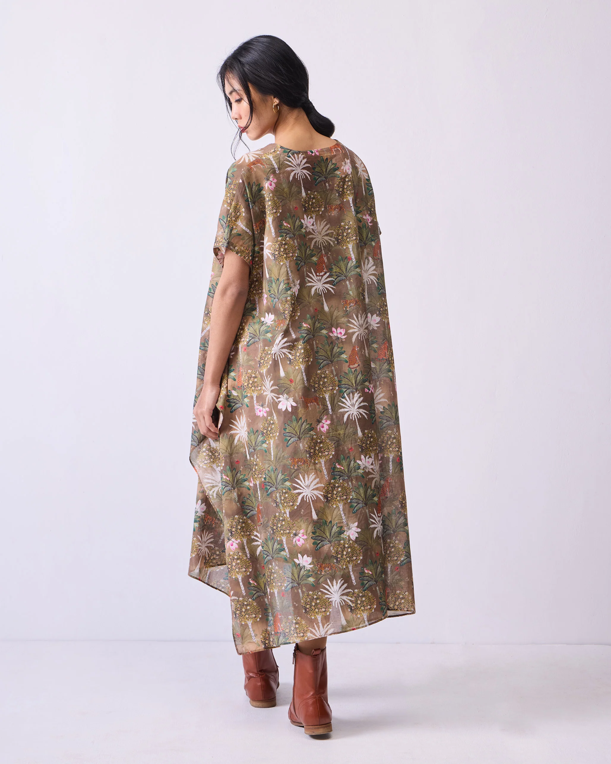 Safari Delight Kaftan - Olive Print - Image 4