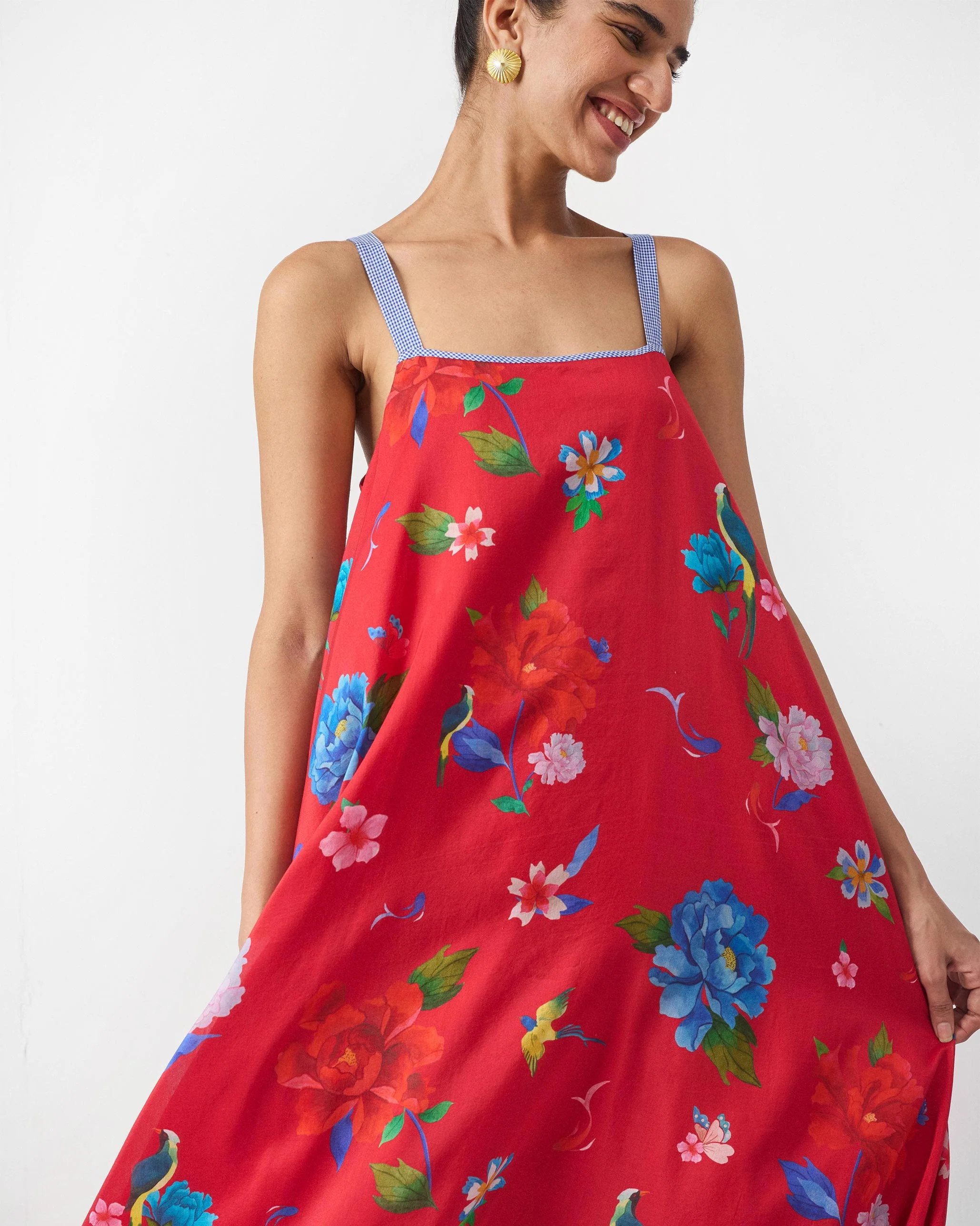 Sakura Strappy Dress - Red Print - Image 2