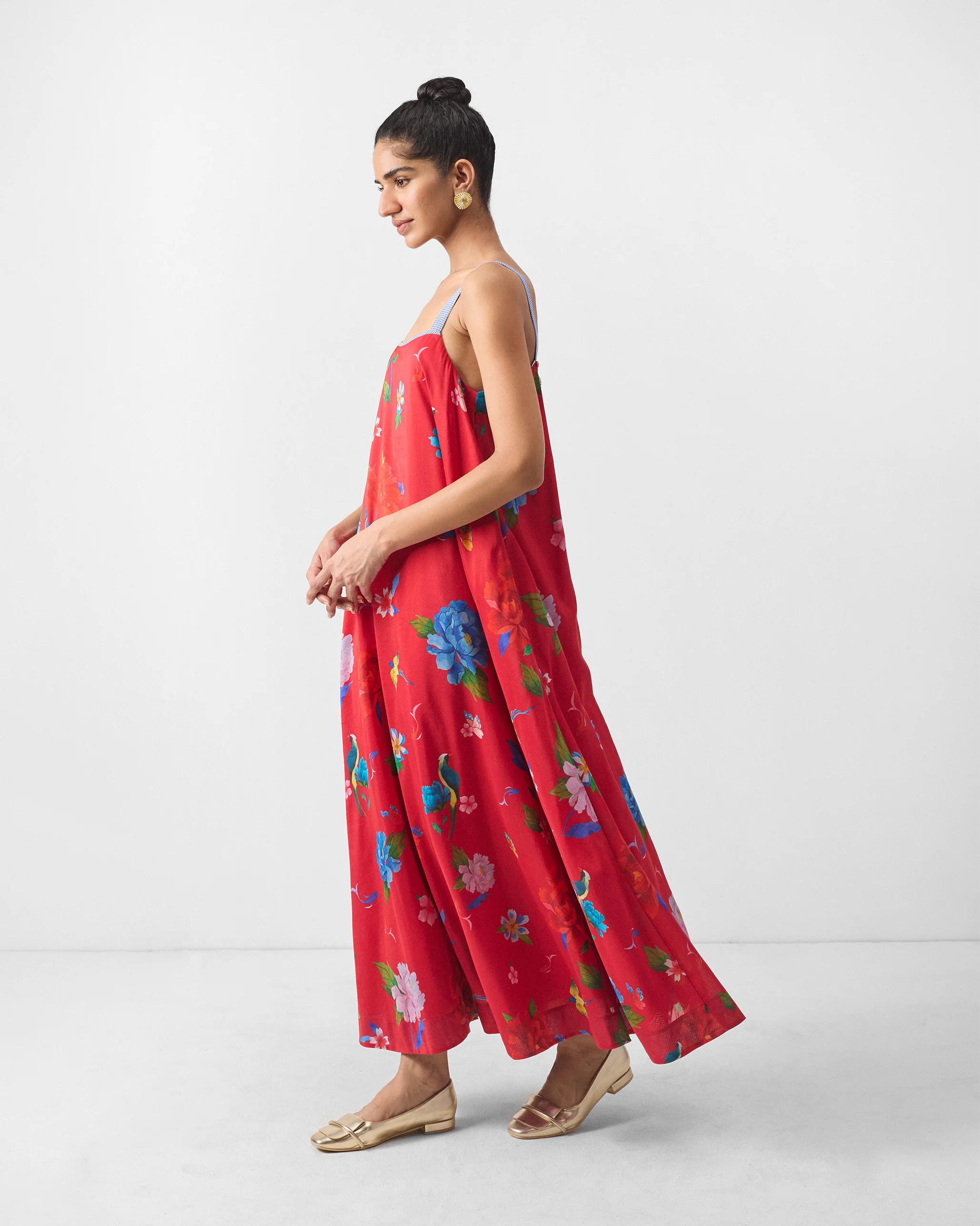 Sakura Strappy Dress - Red Print - Image 3
