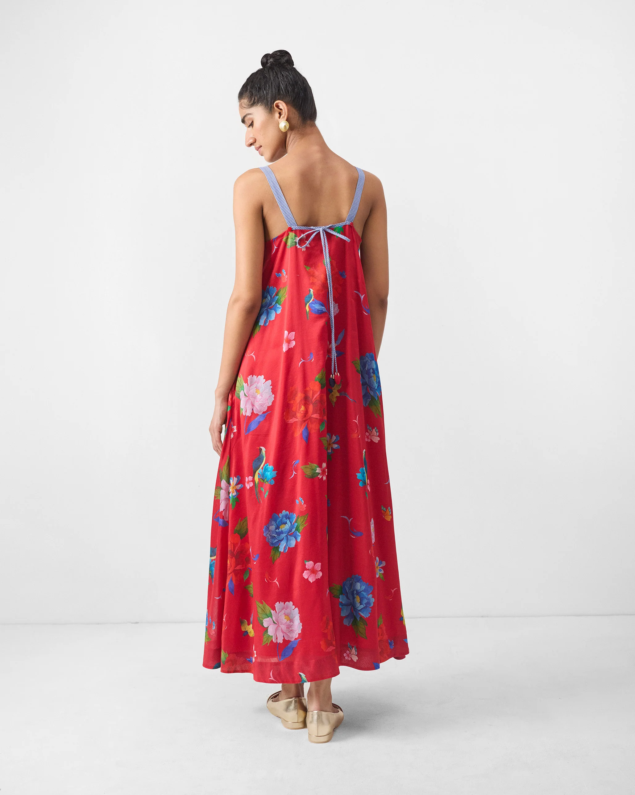 Sakura Strappy Dress - Red Print - Image 4