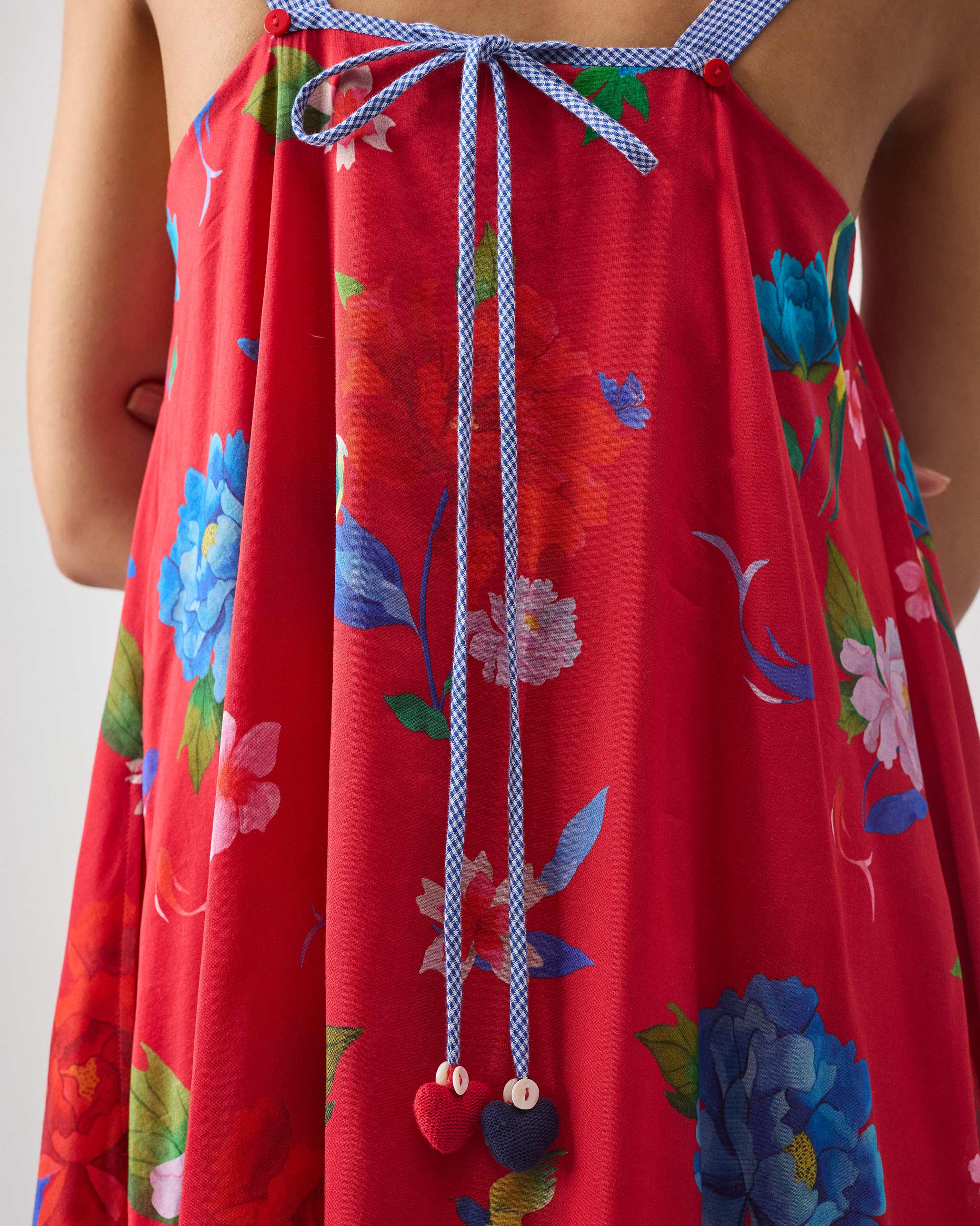 Sakura Strappy Dress - Red Print - Image 5