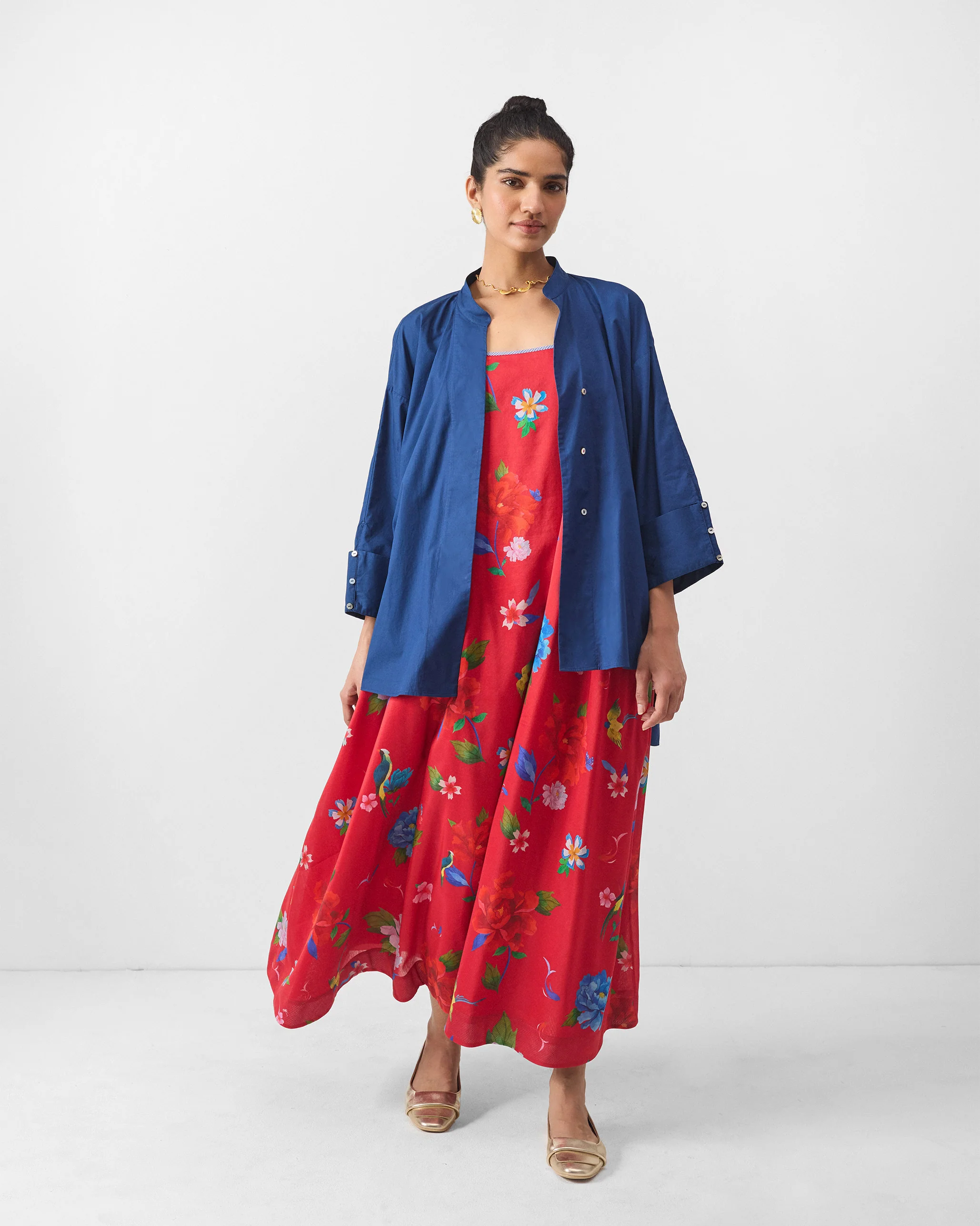 Sakura Strappy Dress - Red Print - Image 6