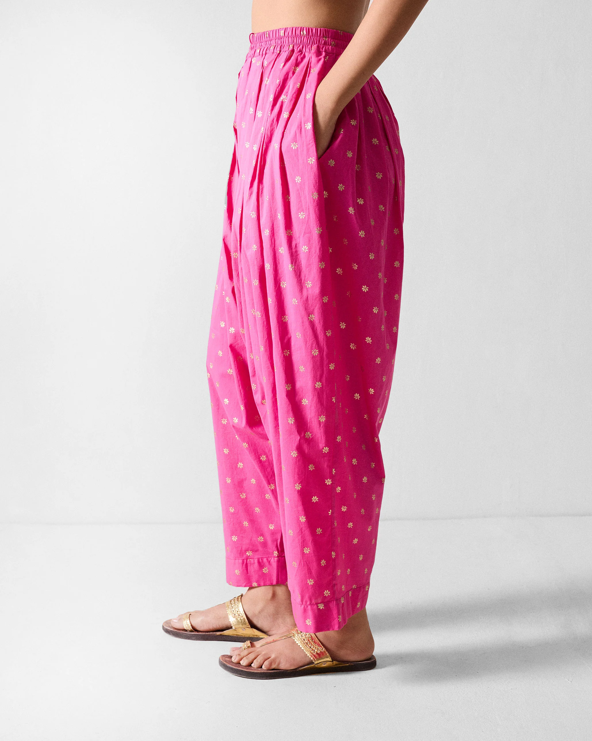 Salem Pants - Fuchsia & Gold Printed - Image 3