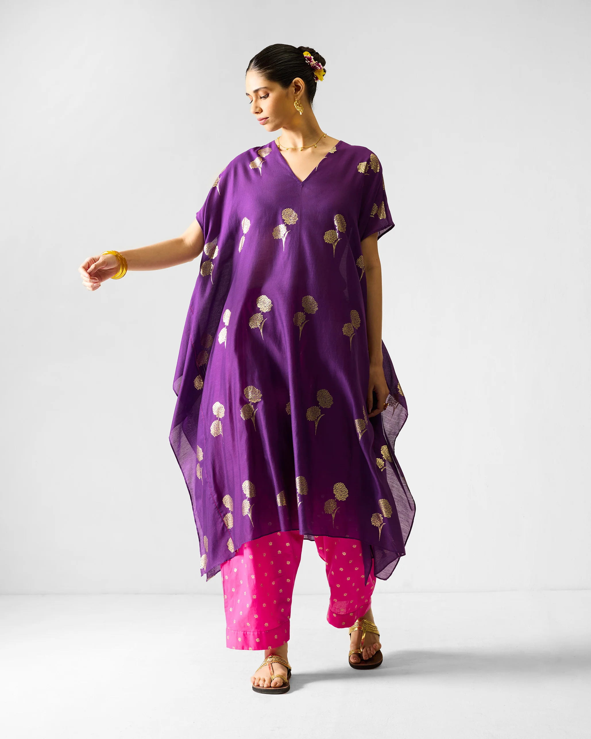 Salem Pants - Fuchsia & Gold Printed - Image 4