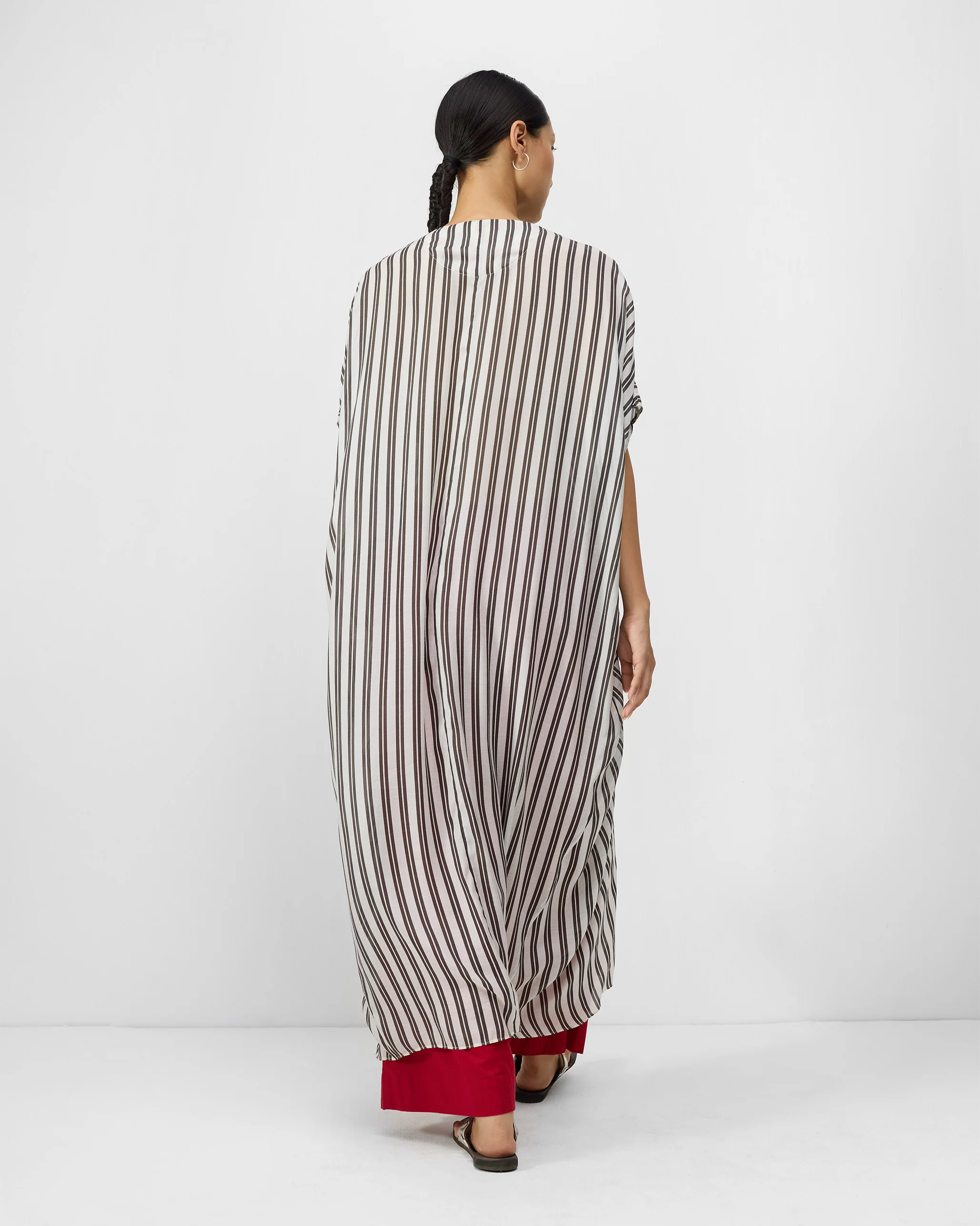 Samara Kaftan - Ivory & Charcoal Print - Image 2
