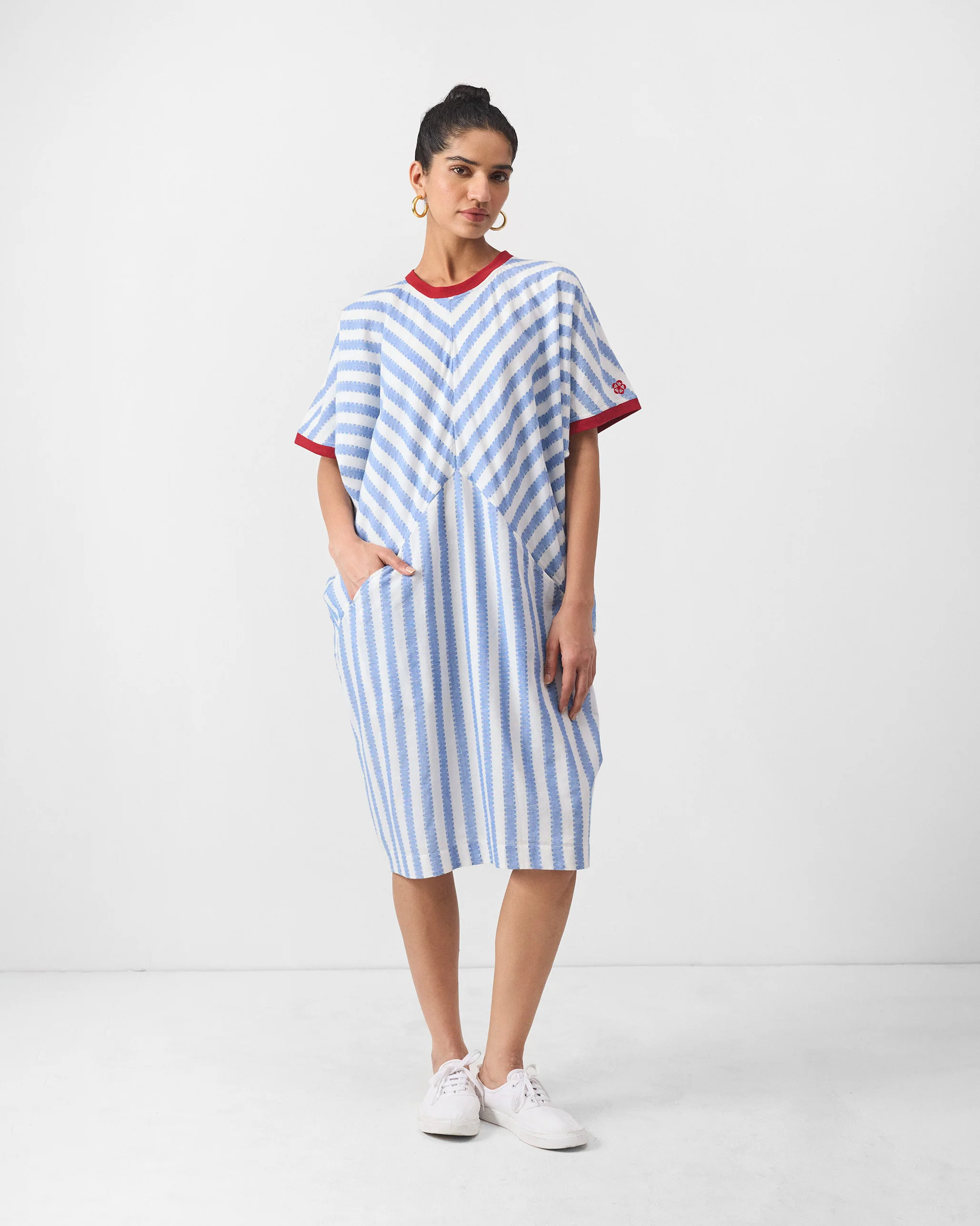 Samurai Dress - Blue & White Stripes - Image 2