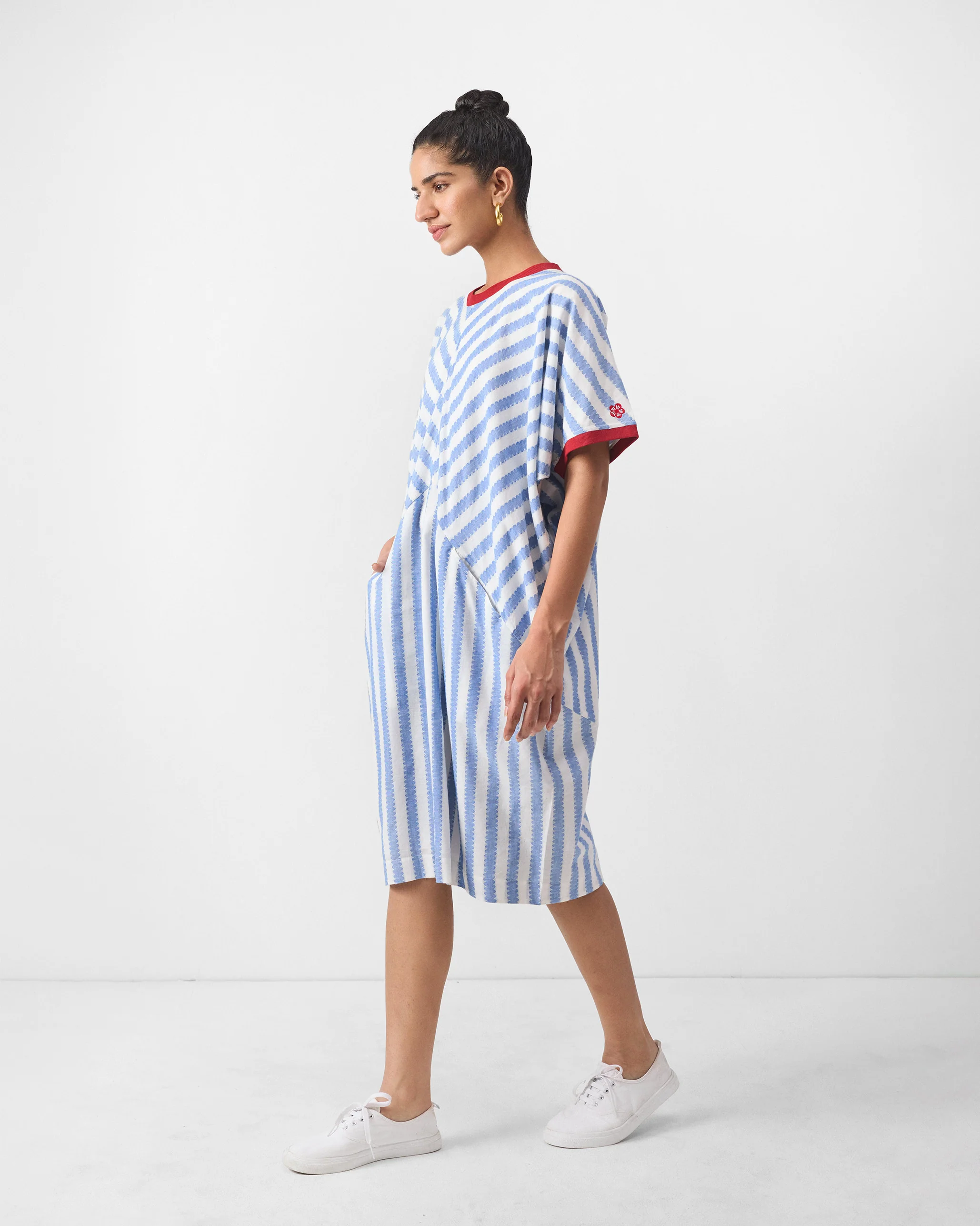 Samurai Dress - Blue & White Stripes - Image 3