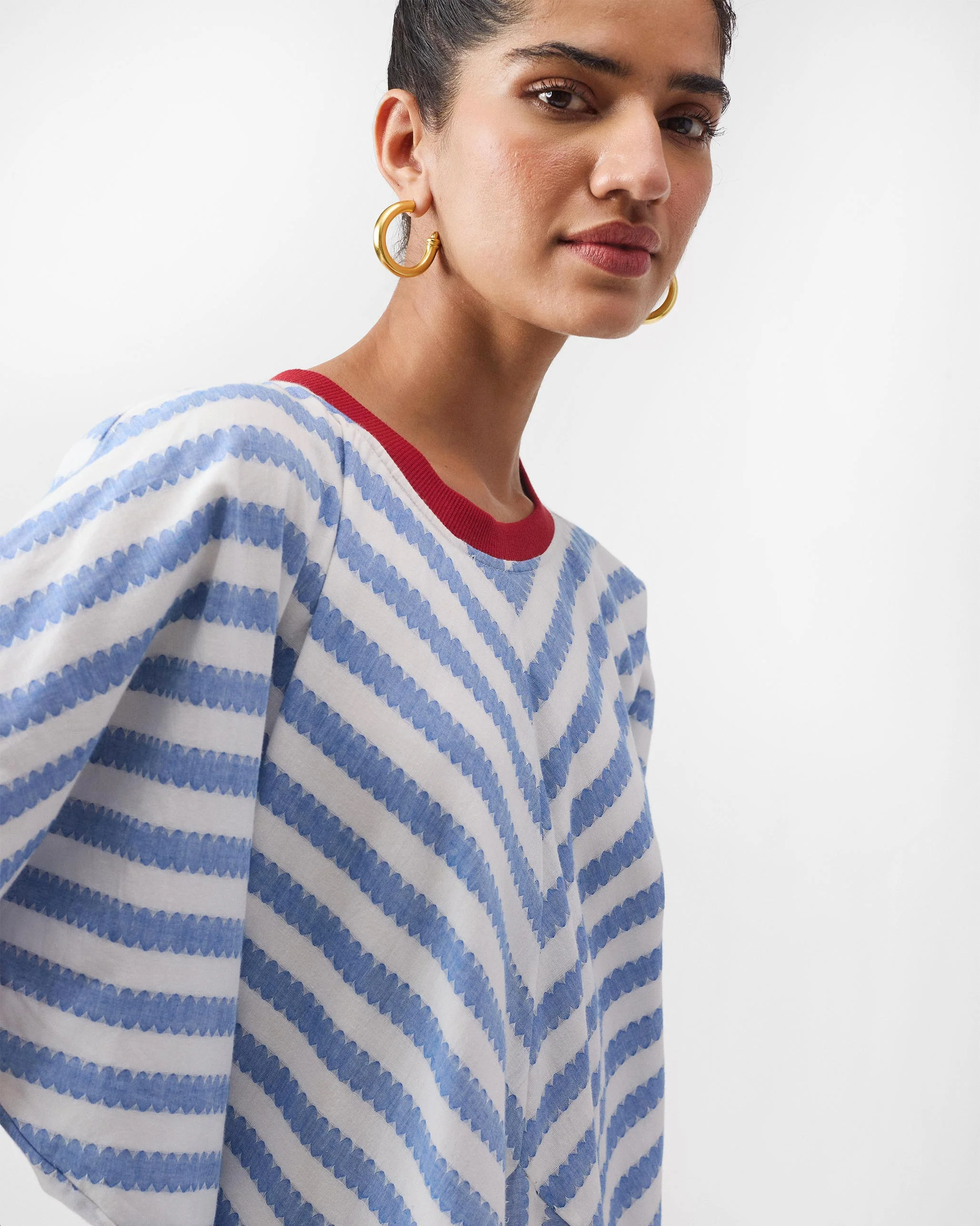 Samurai Dress - Blue & White Stripes - Image 4