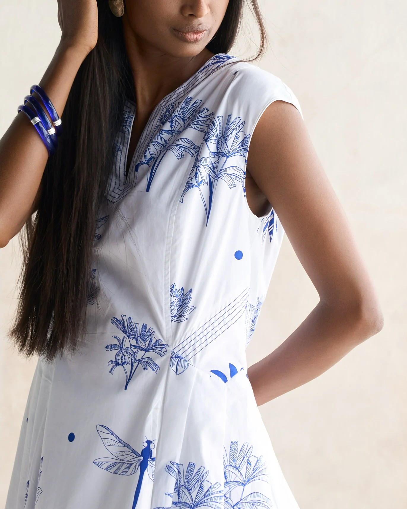 Sankara Dress - White & Blue - Image 2