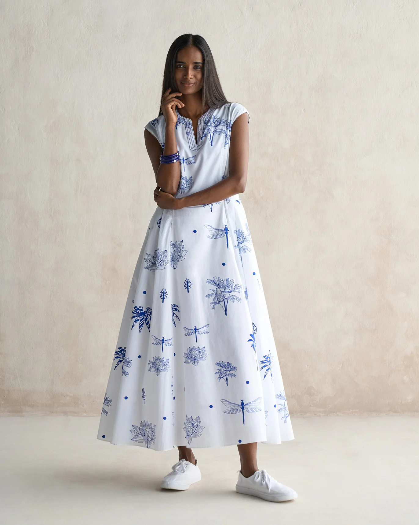 Sankara Dress - White & Blue - Image 5