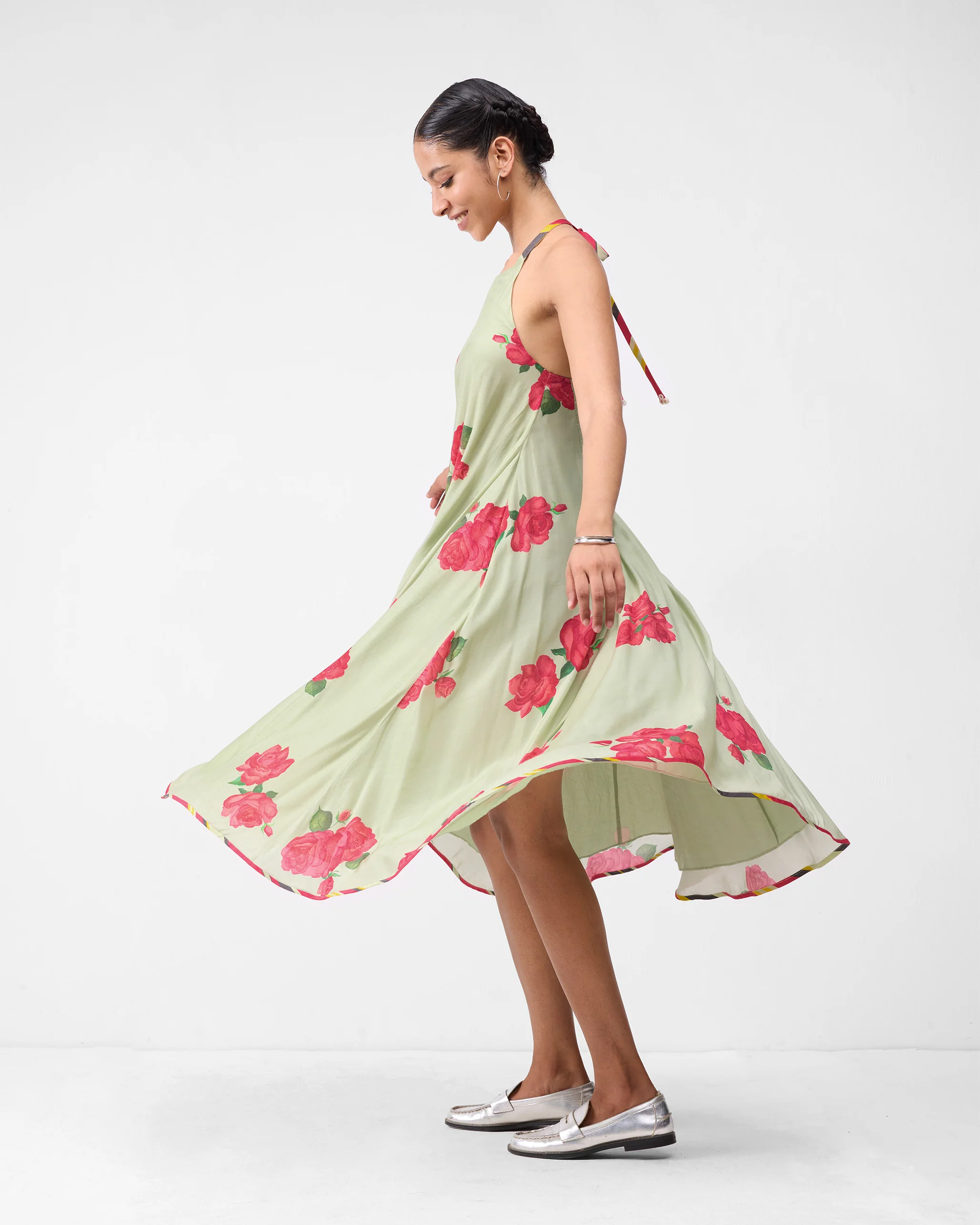 Scoop Back Dress - Mint & Watermelon Print - Image 2